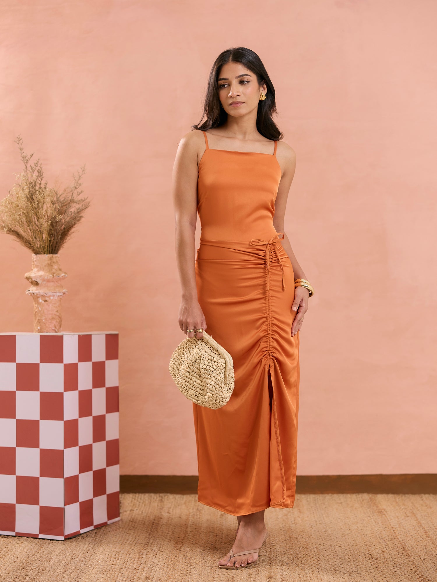 Ruched Detail Midi Dress