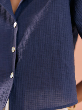 Button Down Crop Shirt