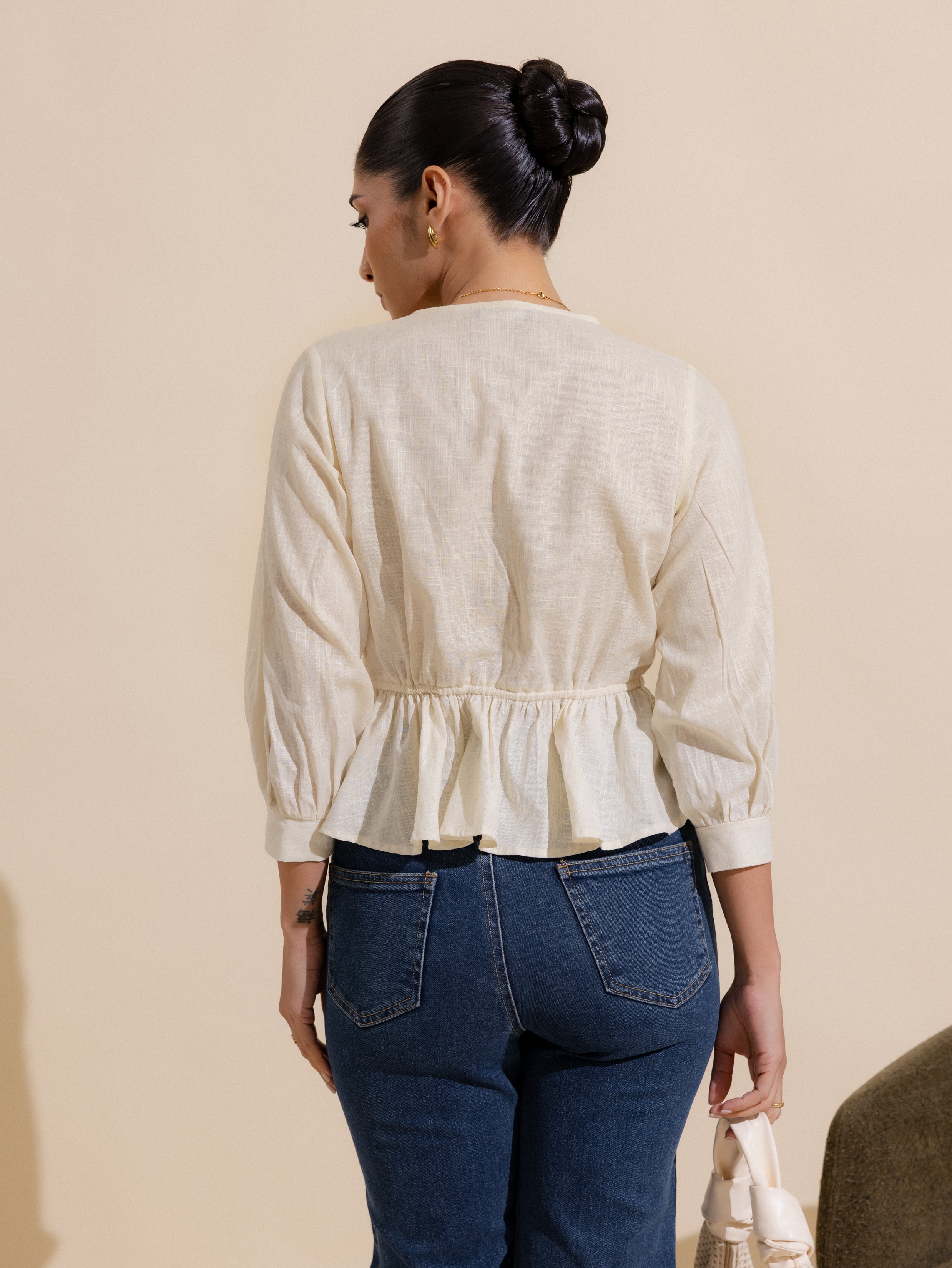 Lace Detail Front Tie Up Top