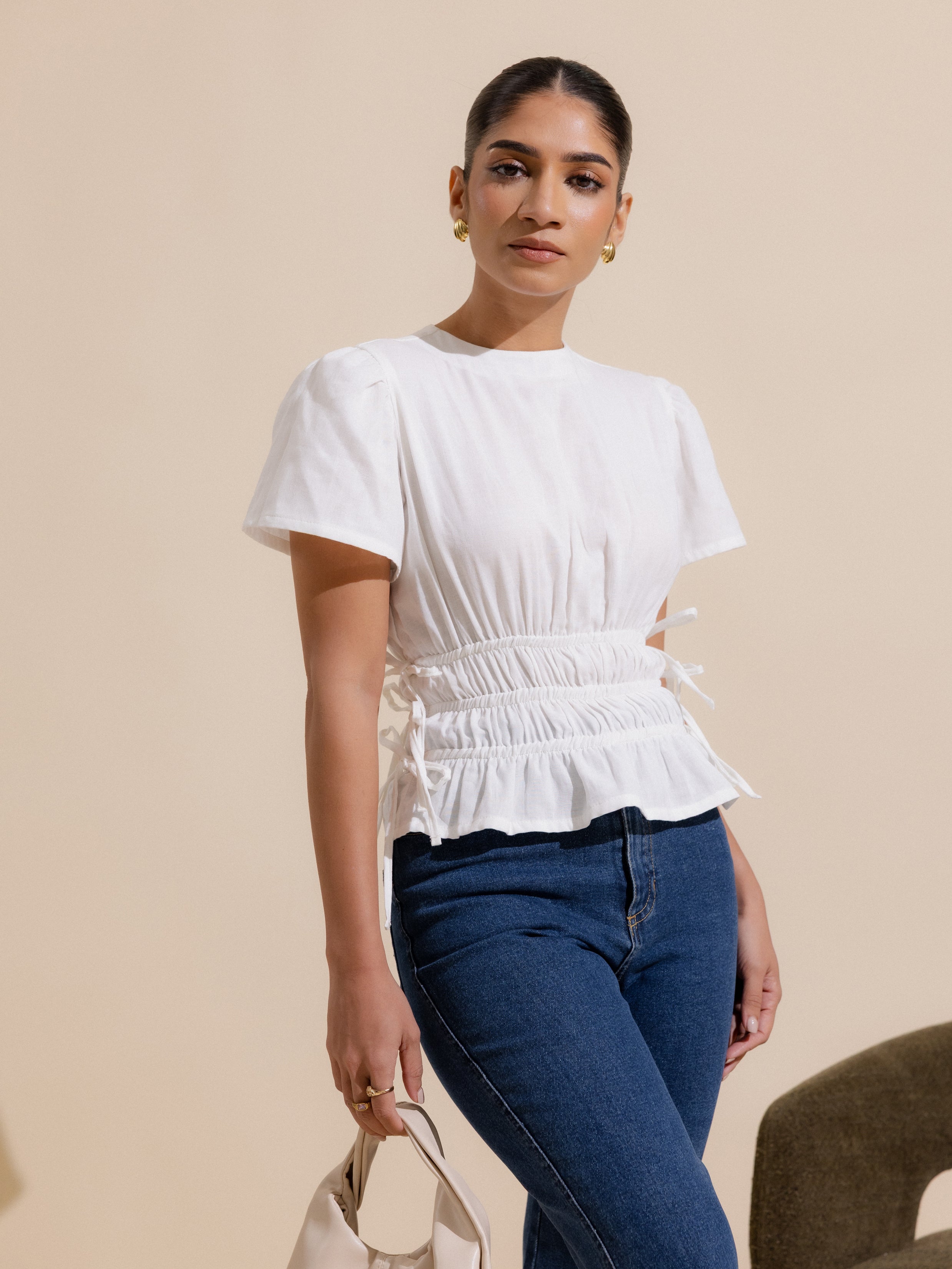 High Neck Elasticated Top