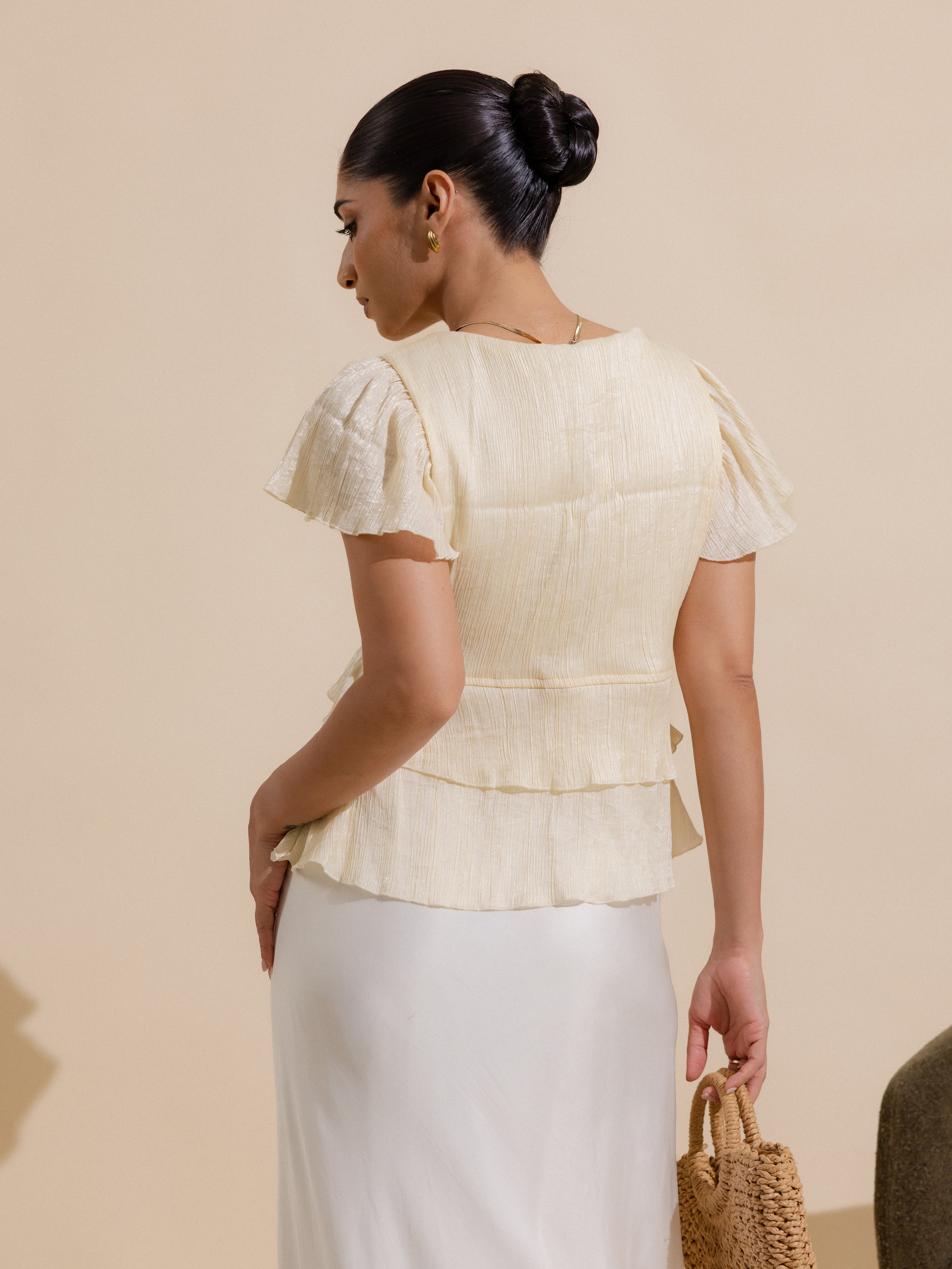 Front Tie Up Ruffle Top