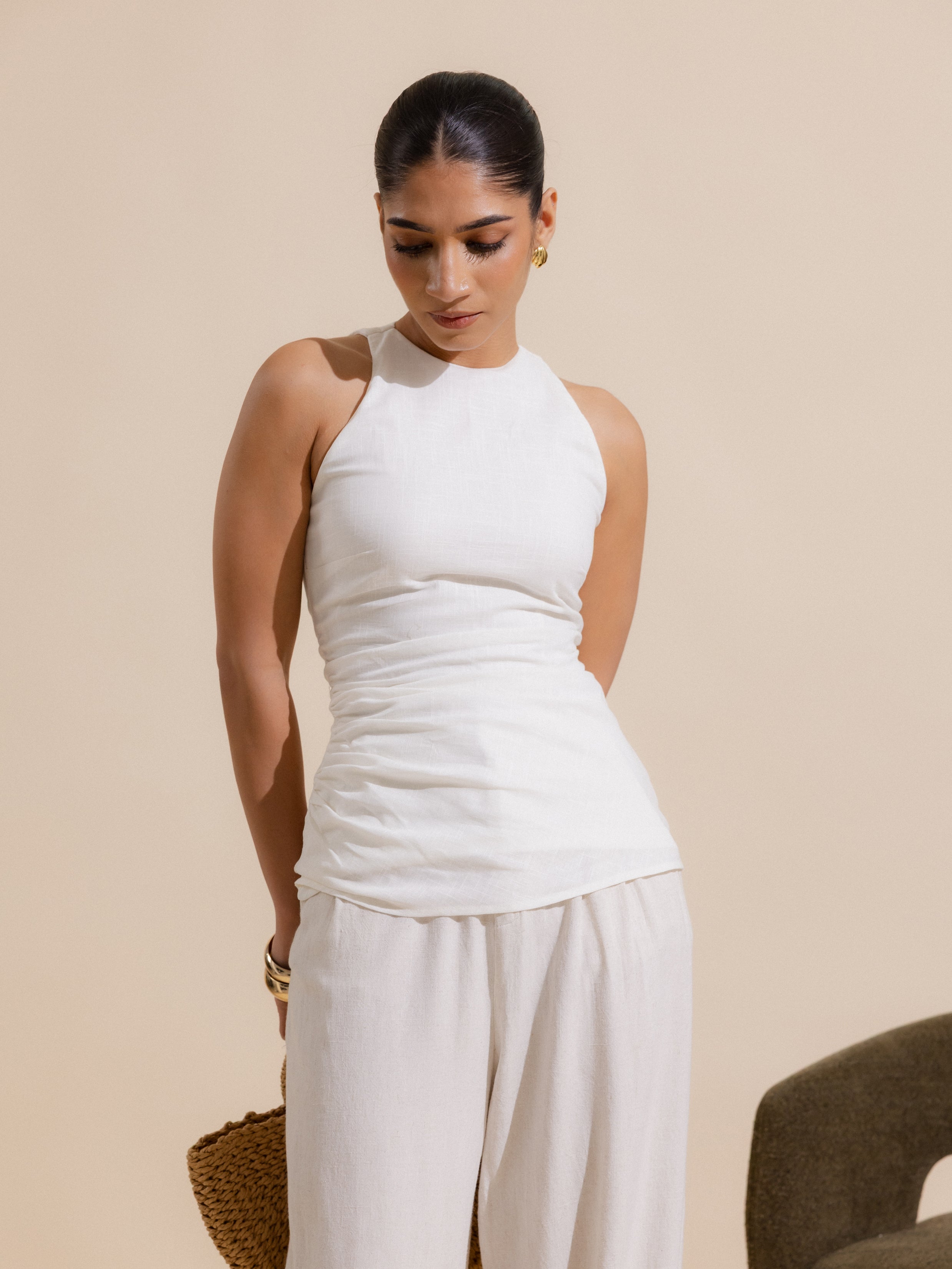 Halter Neck Gathered Top