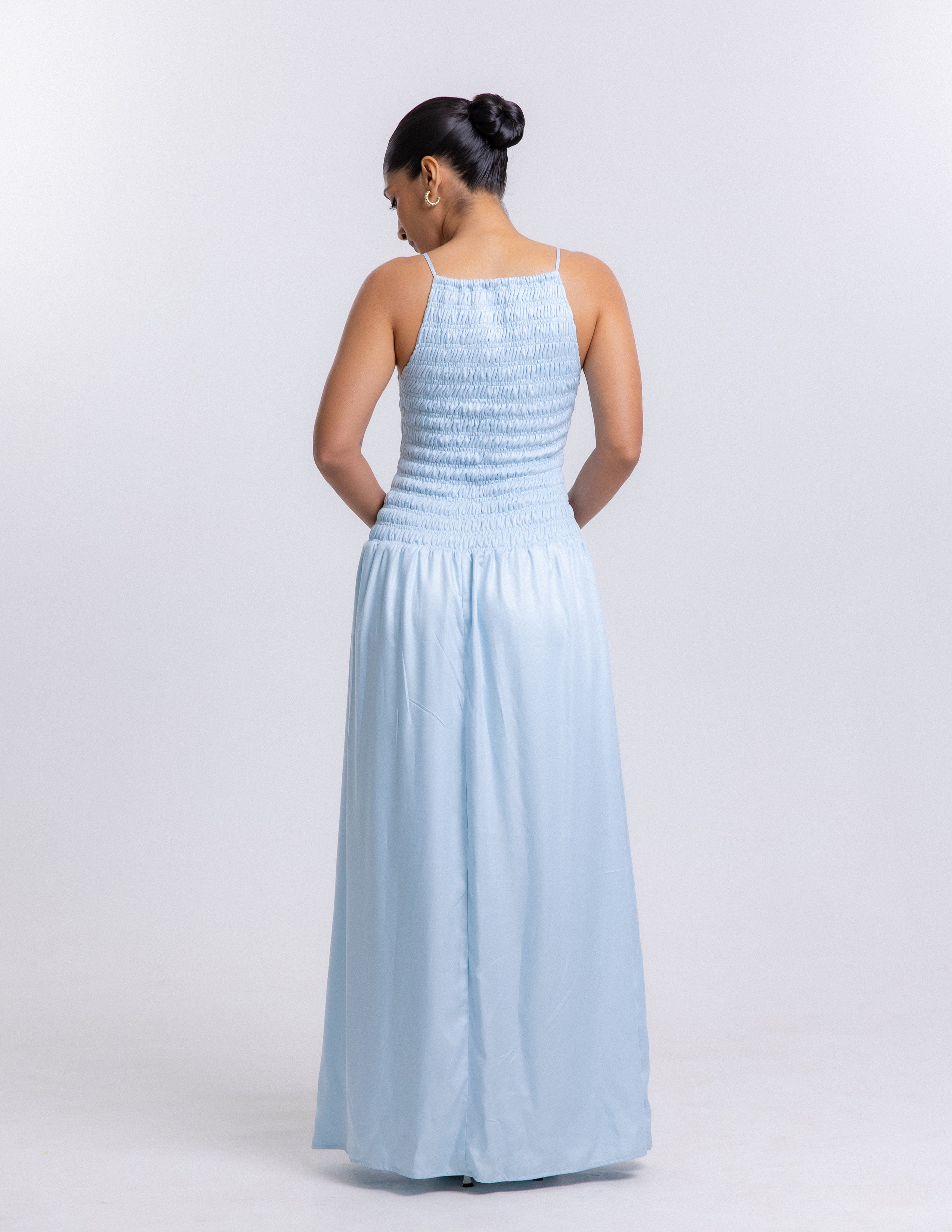 High Neck Smocked Maxi Dress