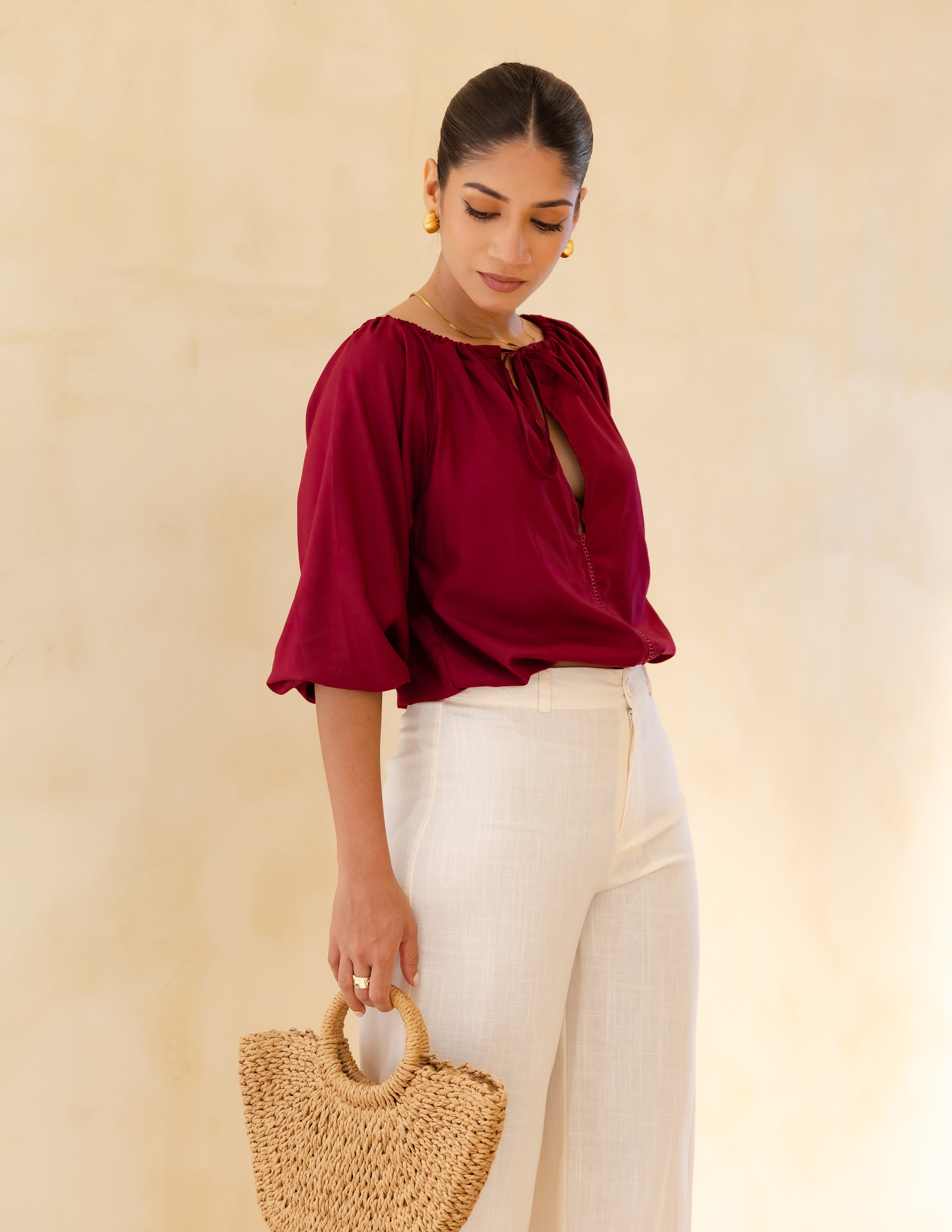 Ladder Lace Detailed Long Sleeved Top