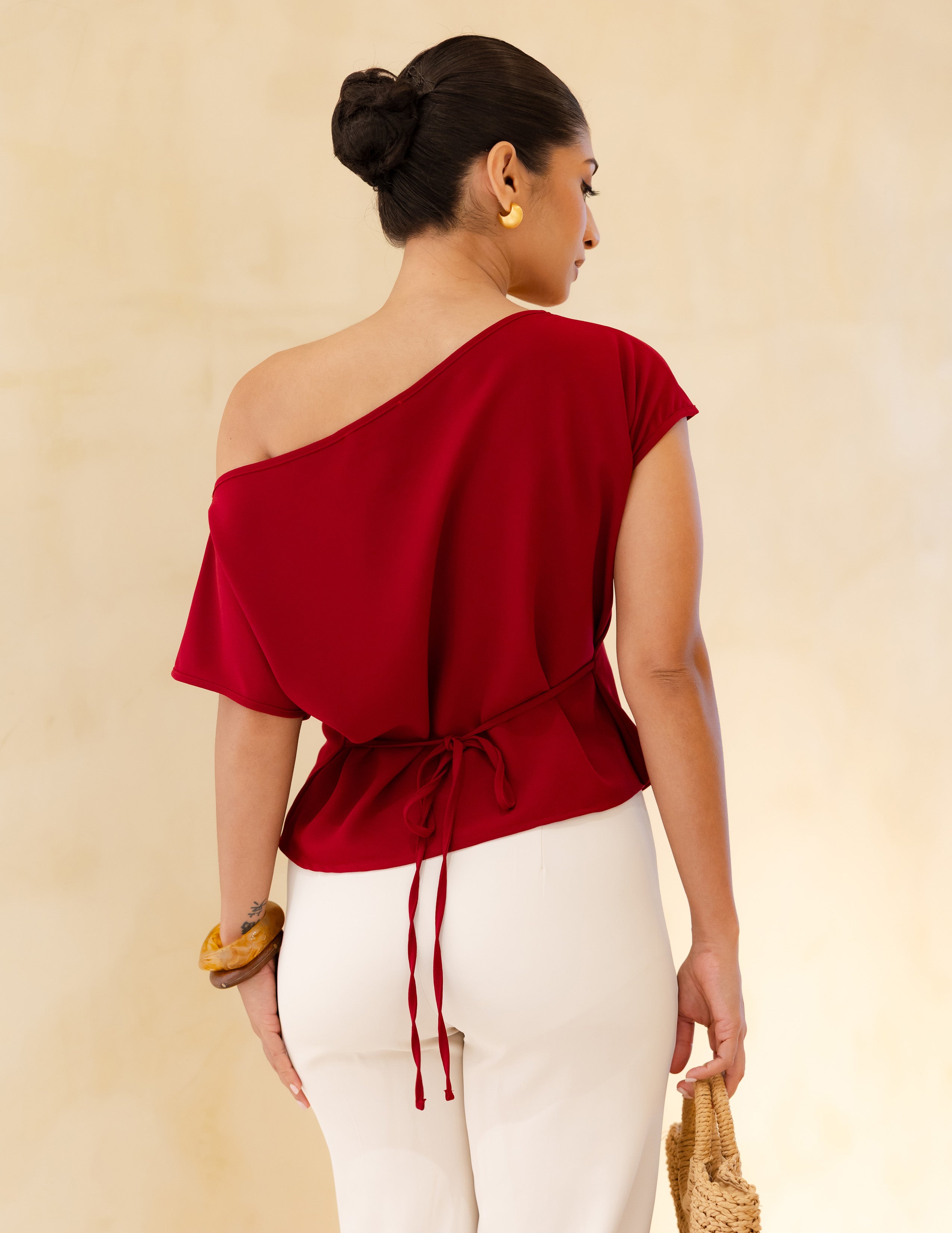 Back Tie Up Off Shoulder Top