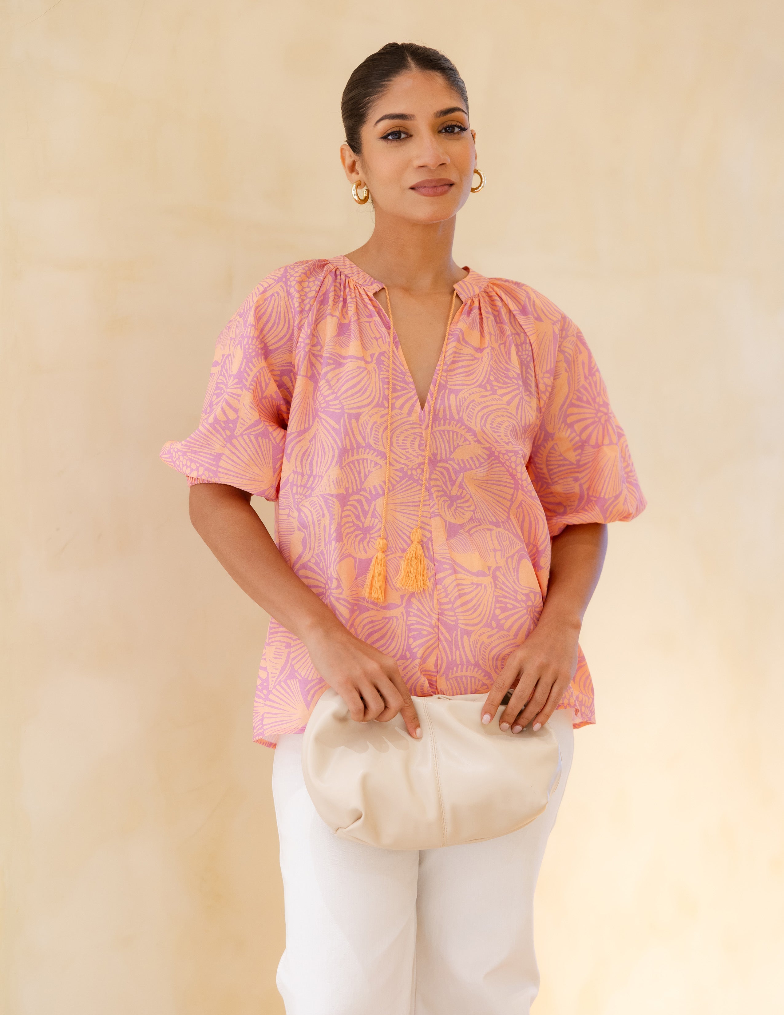 Tussel Detailed Printed Top