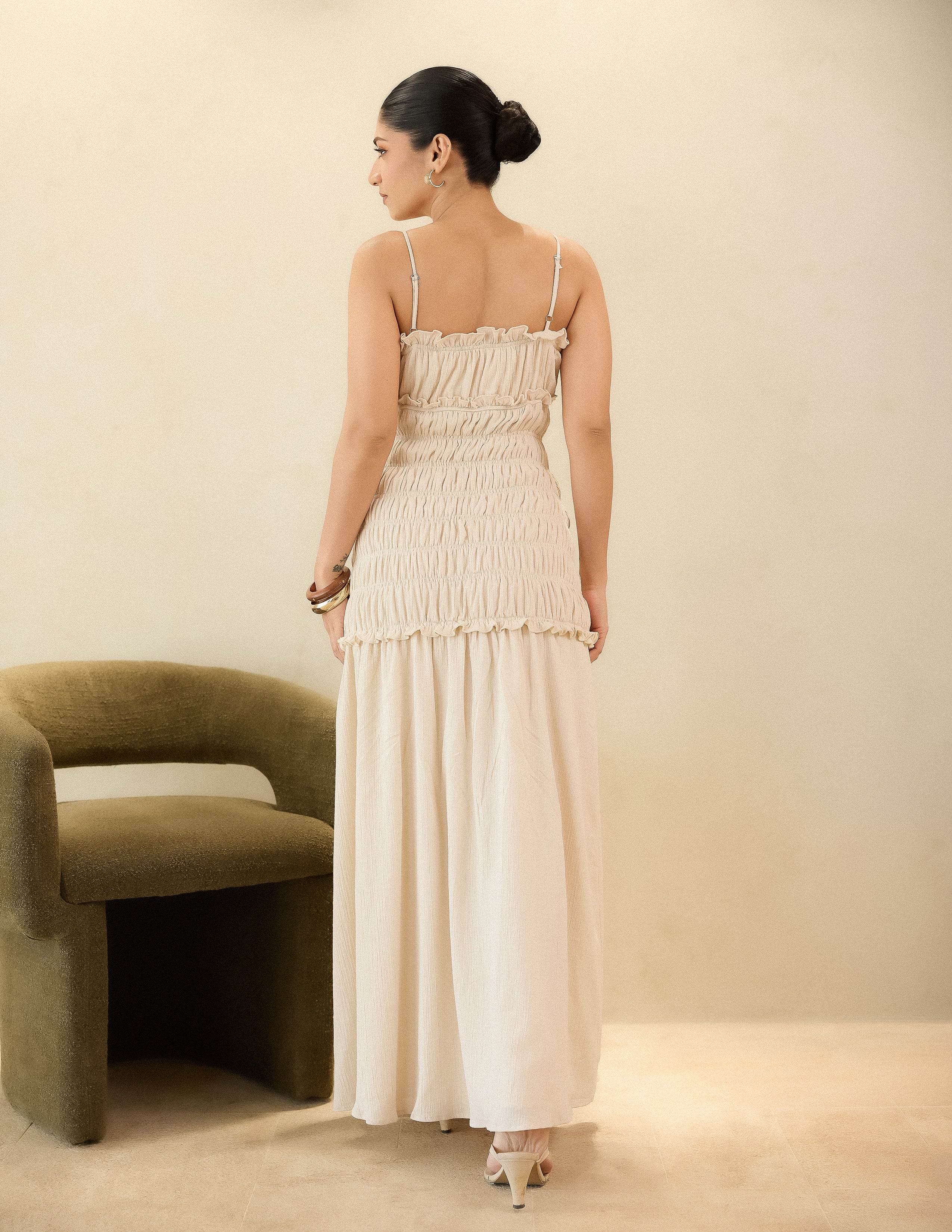 Smocking Detail Maxi Dress