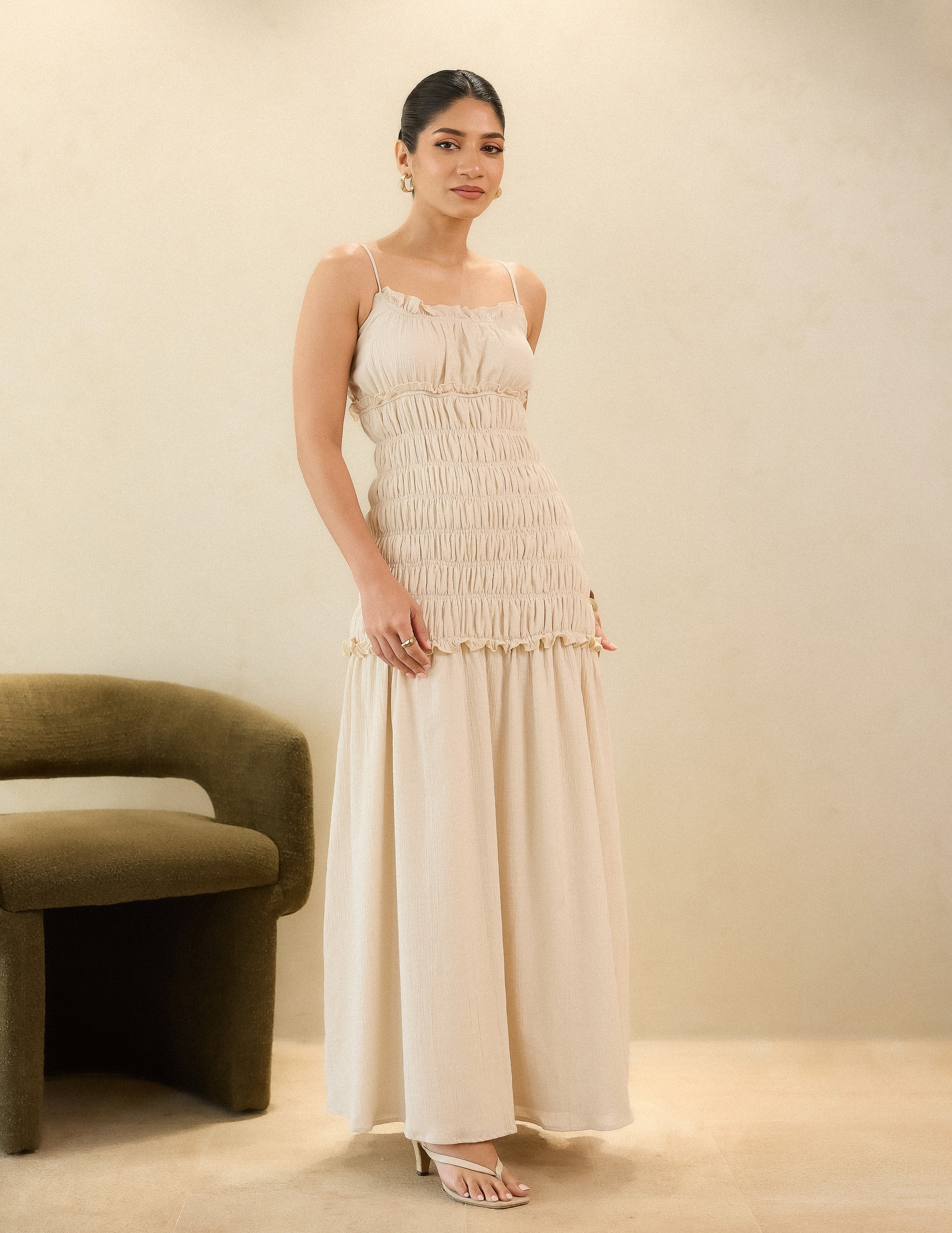 Smocking Detail Maxi Dress