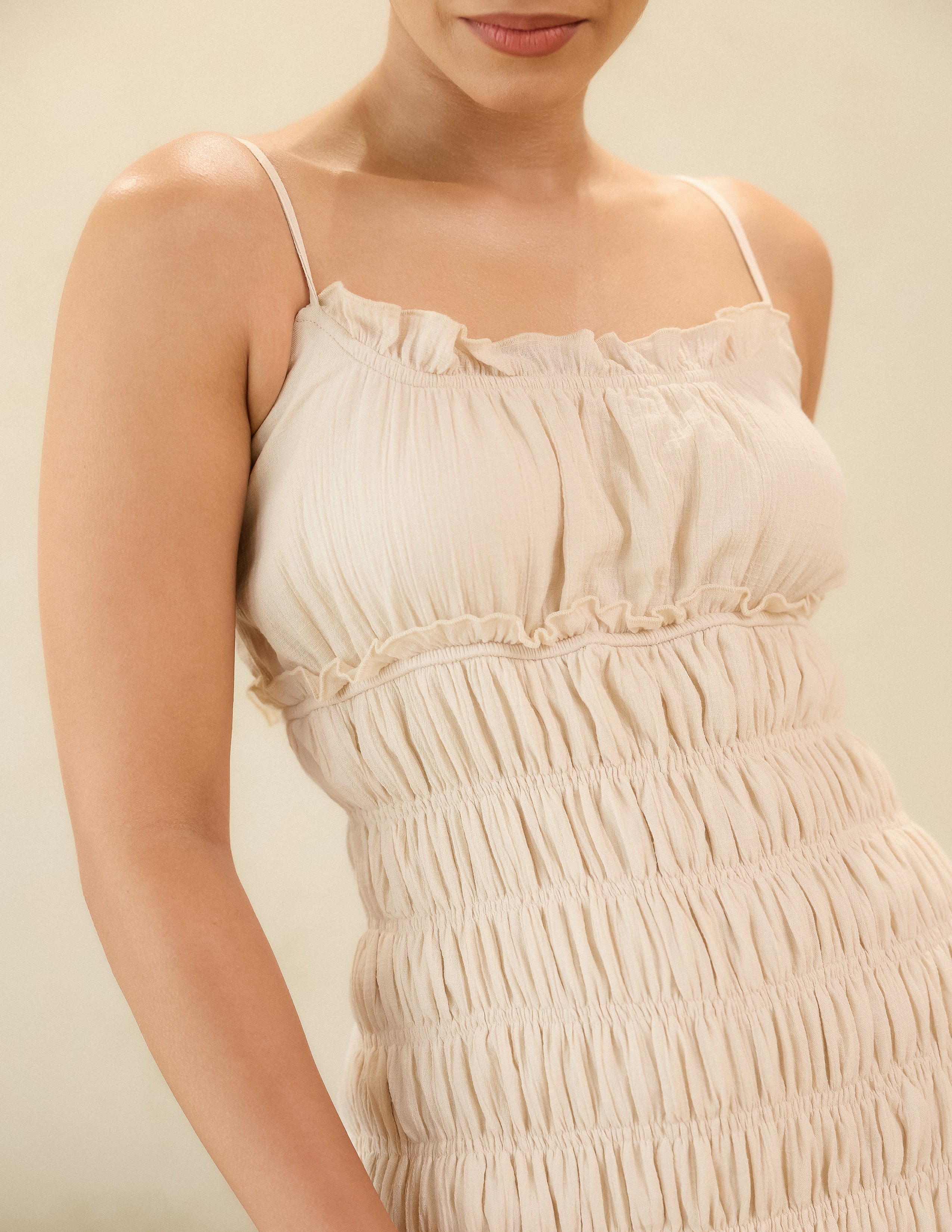 Smocking Detail Maxi Dress