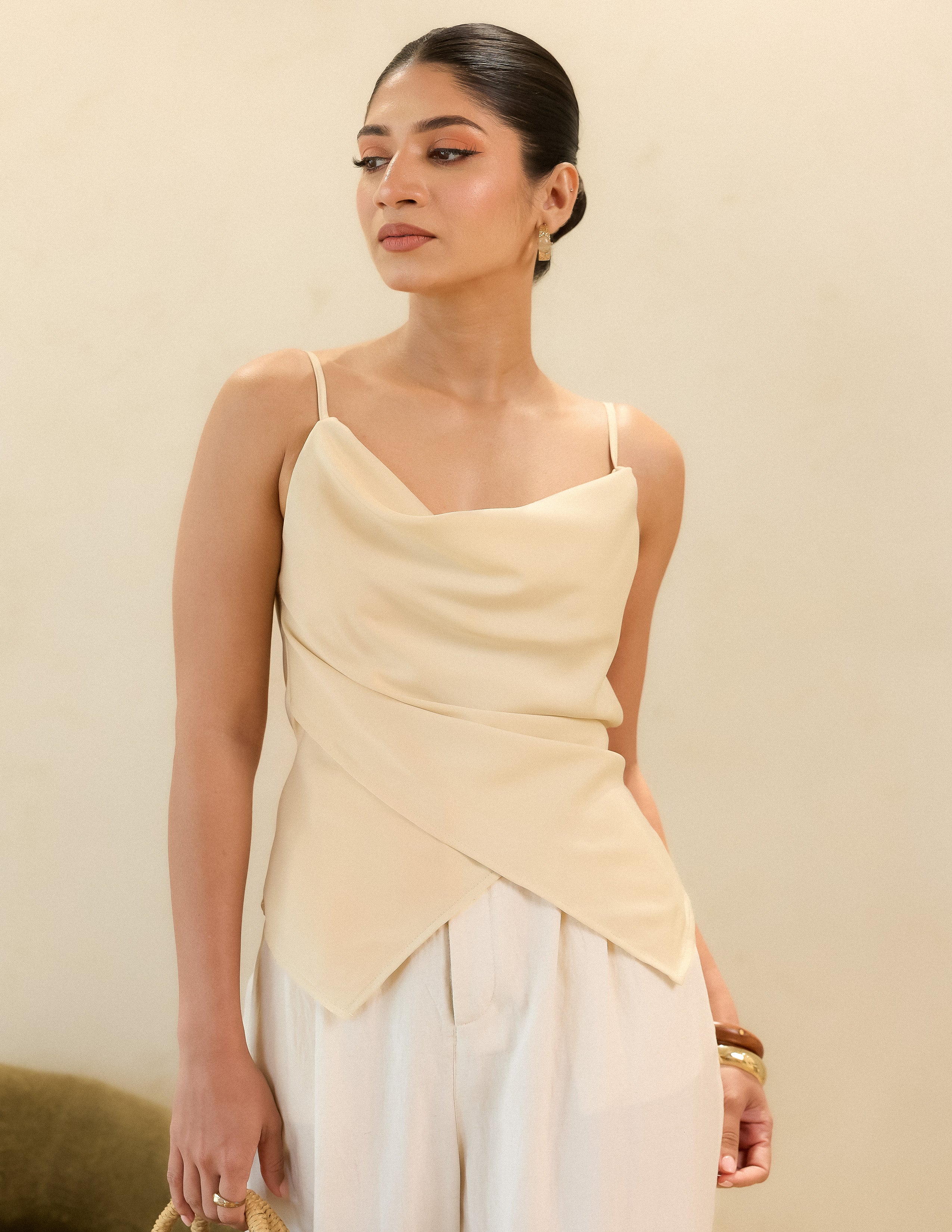 Cowl Neck Asymmetrical Top