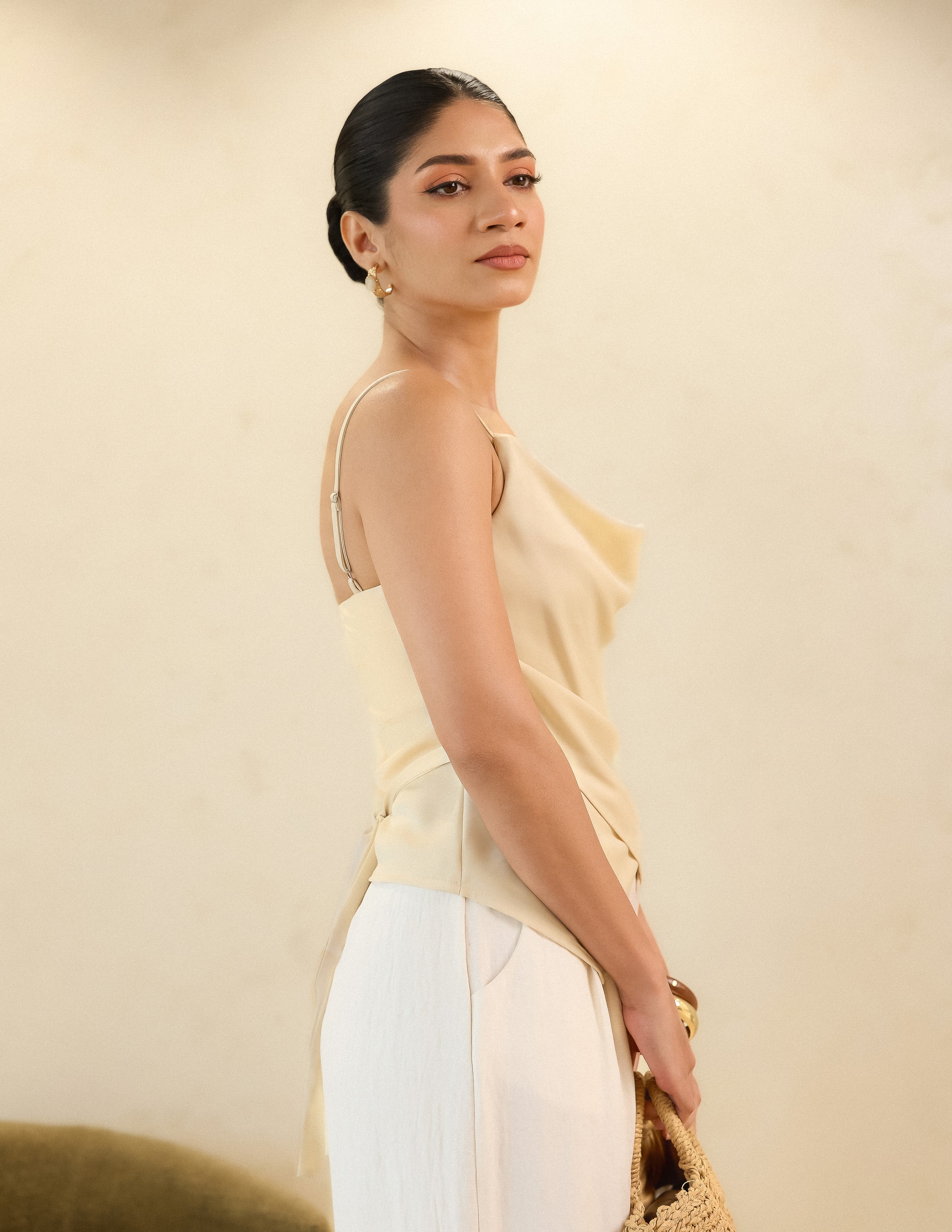 Cowl Neck Asymmetrical Top