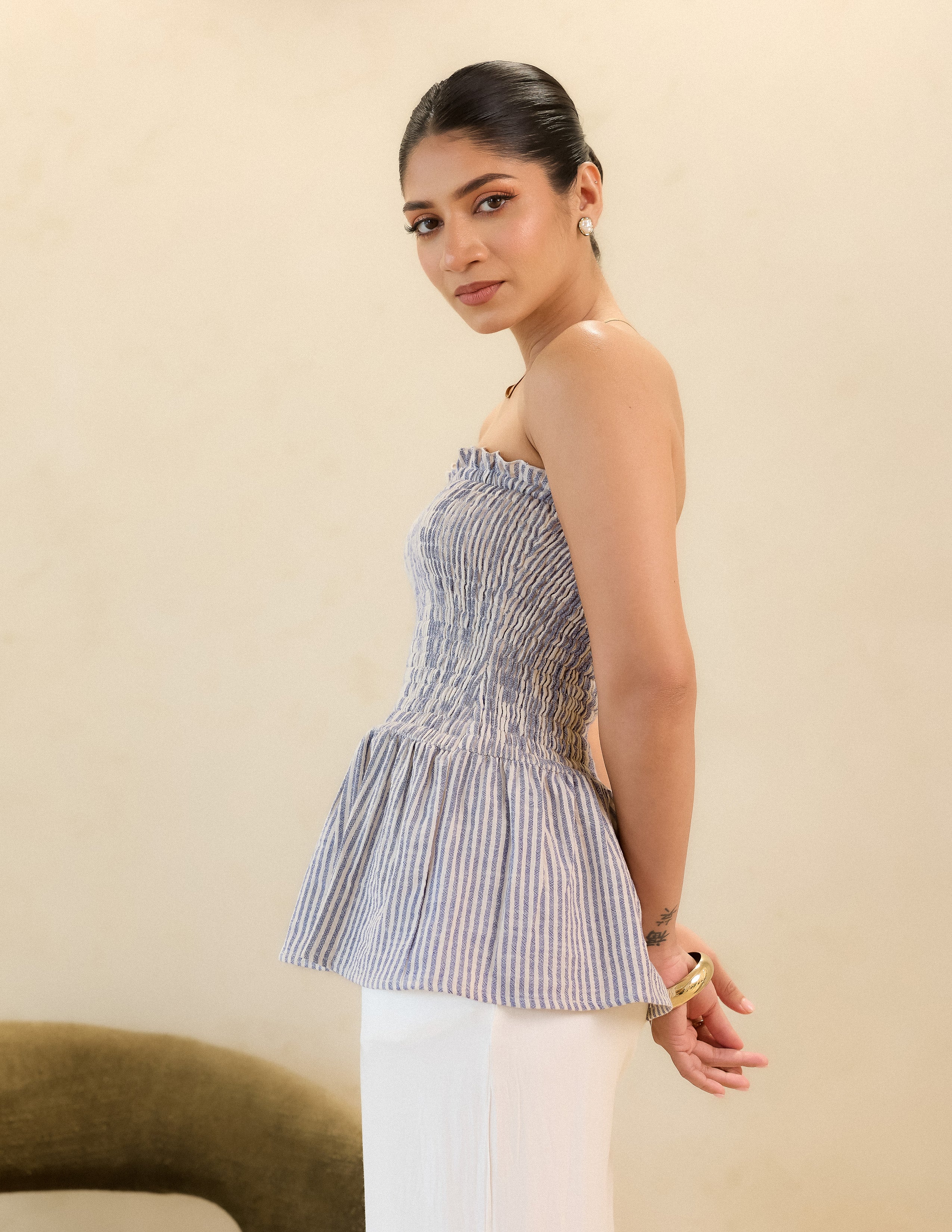 Smocking Detail Tube Top