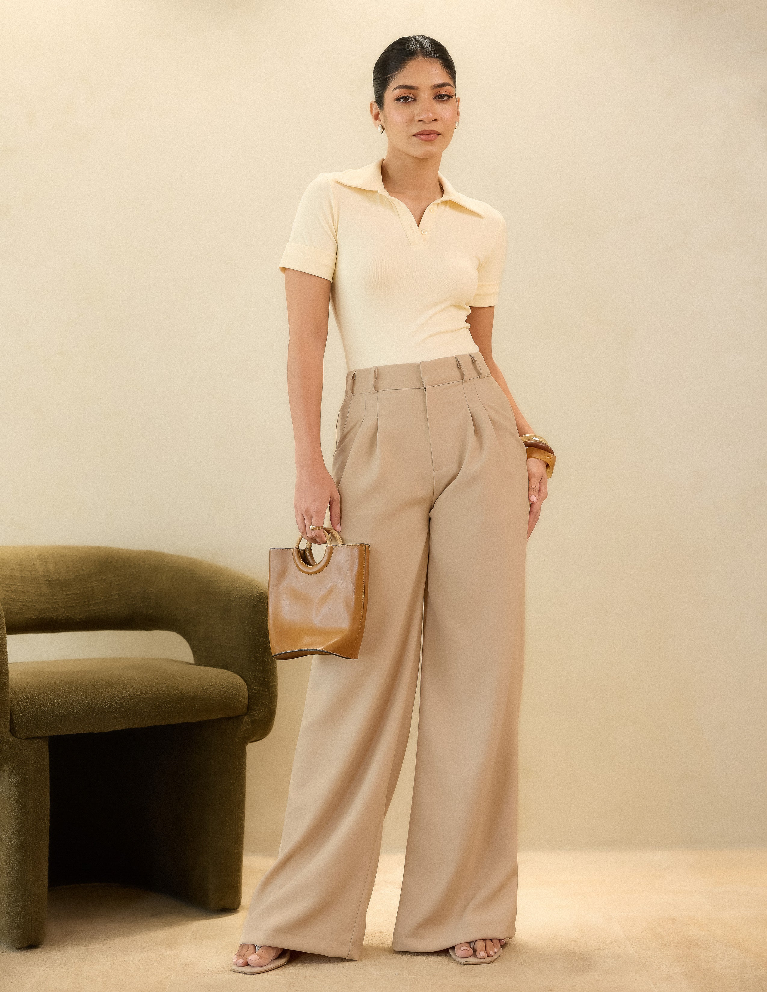 Pleat Detail Wide Leg Pant
