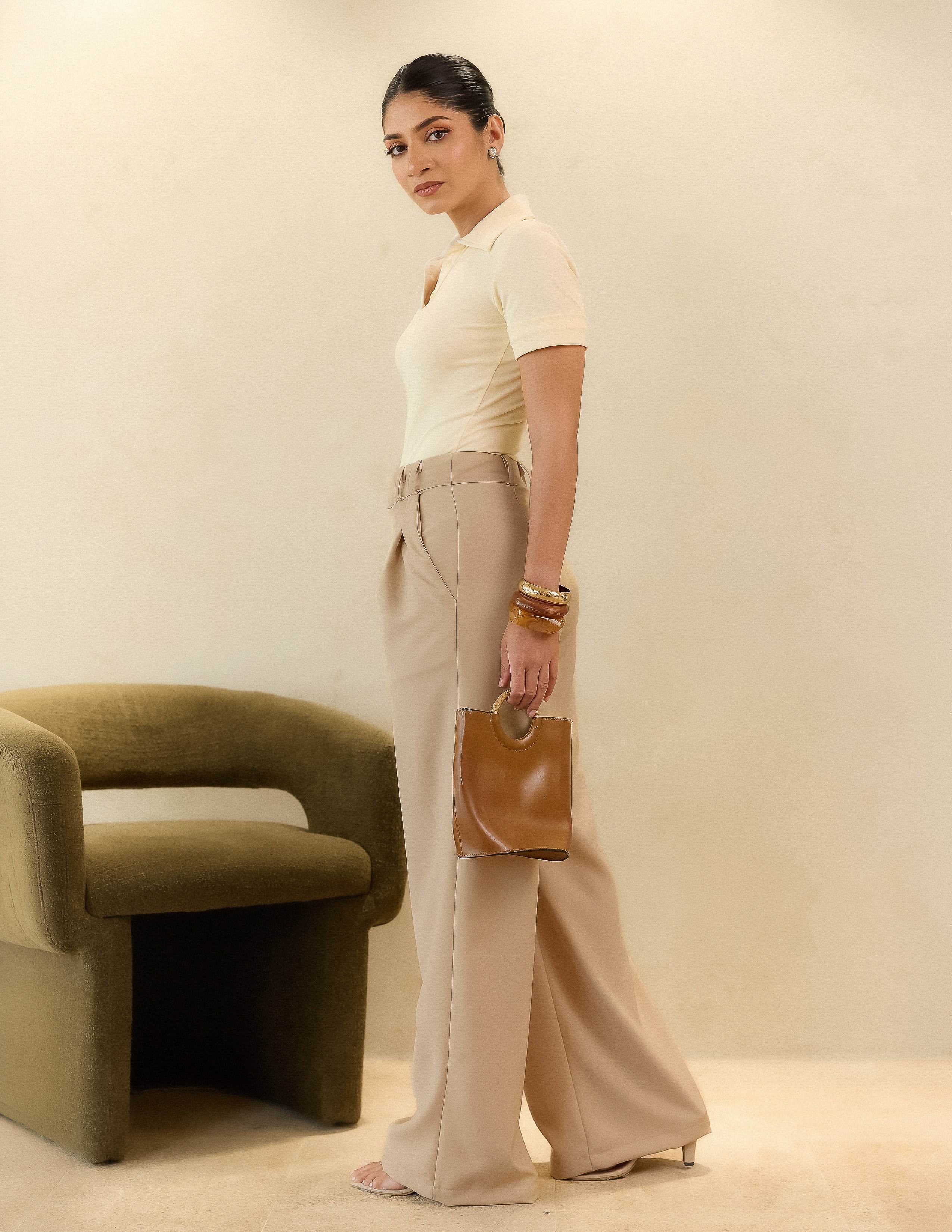 Pleat Detail Wide Leg Pant