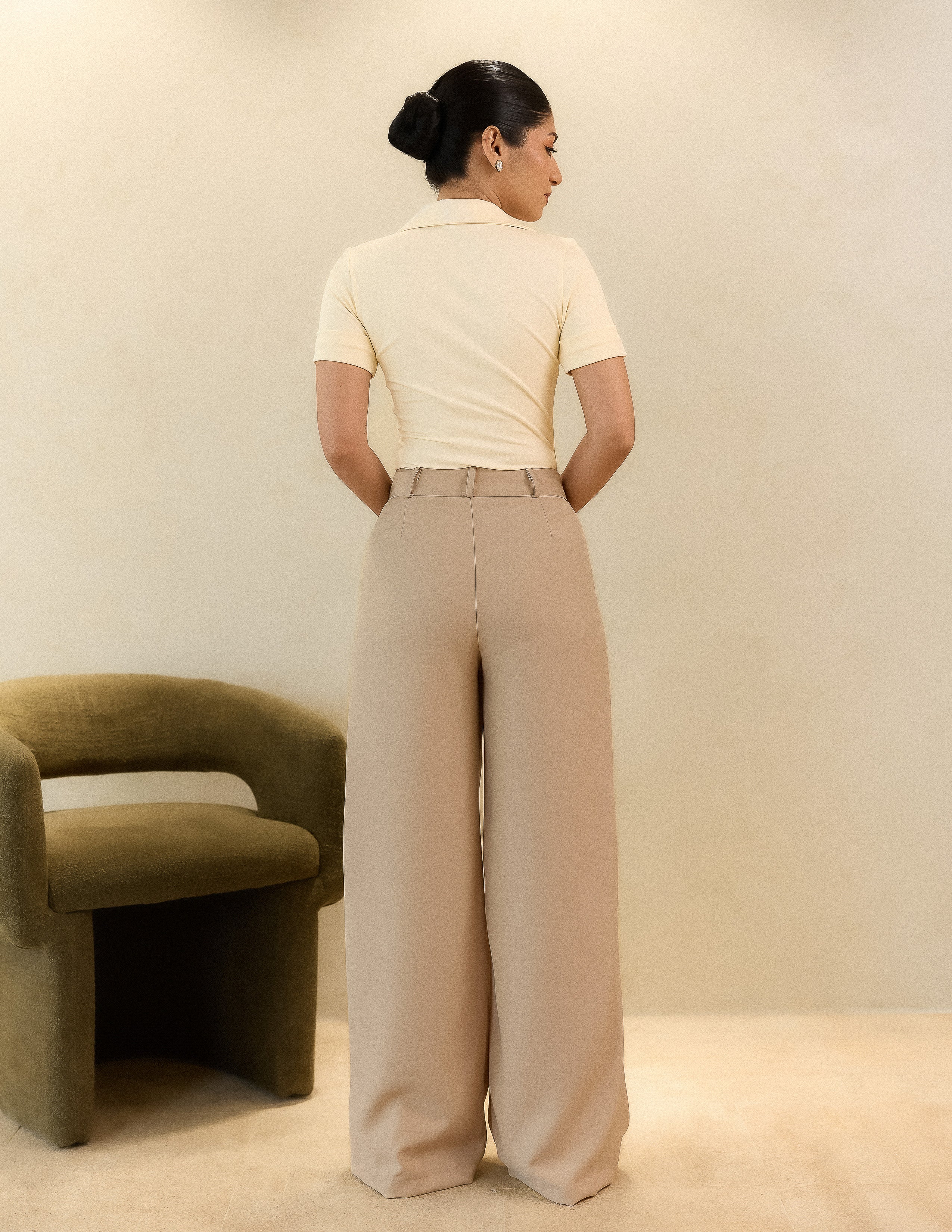 Pleat Detail Wide Leg Pant