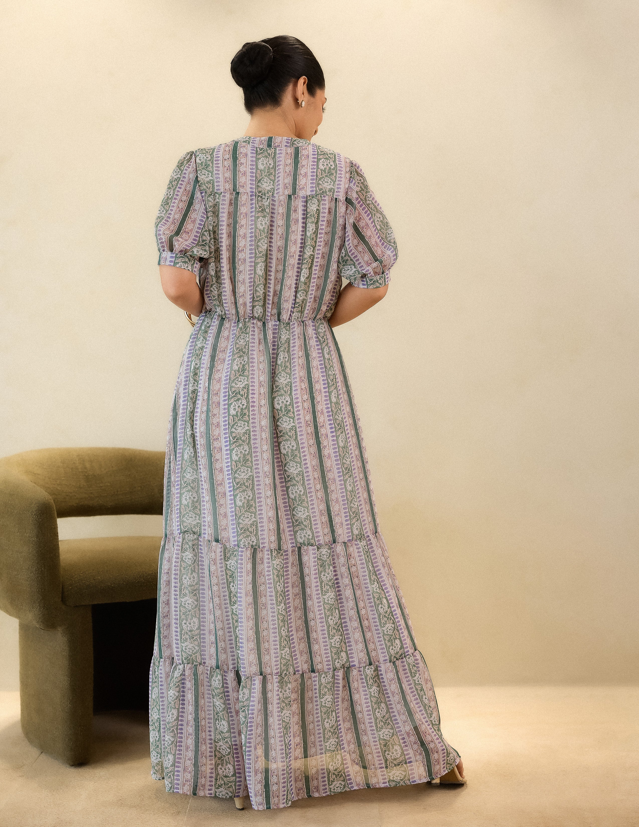 Button Down Tiered Maxi Dress