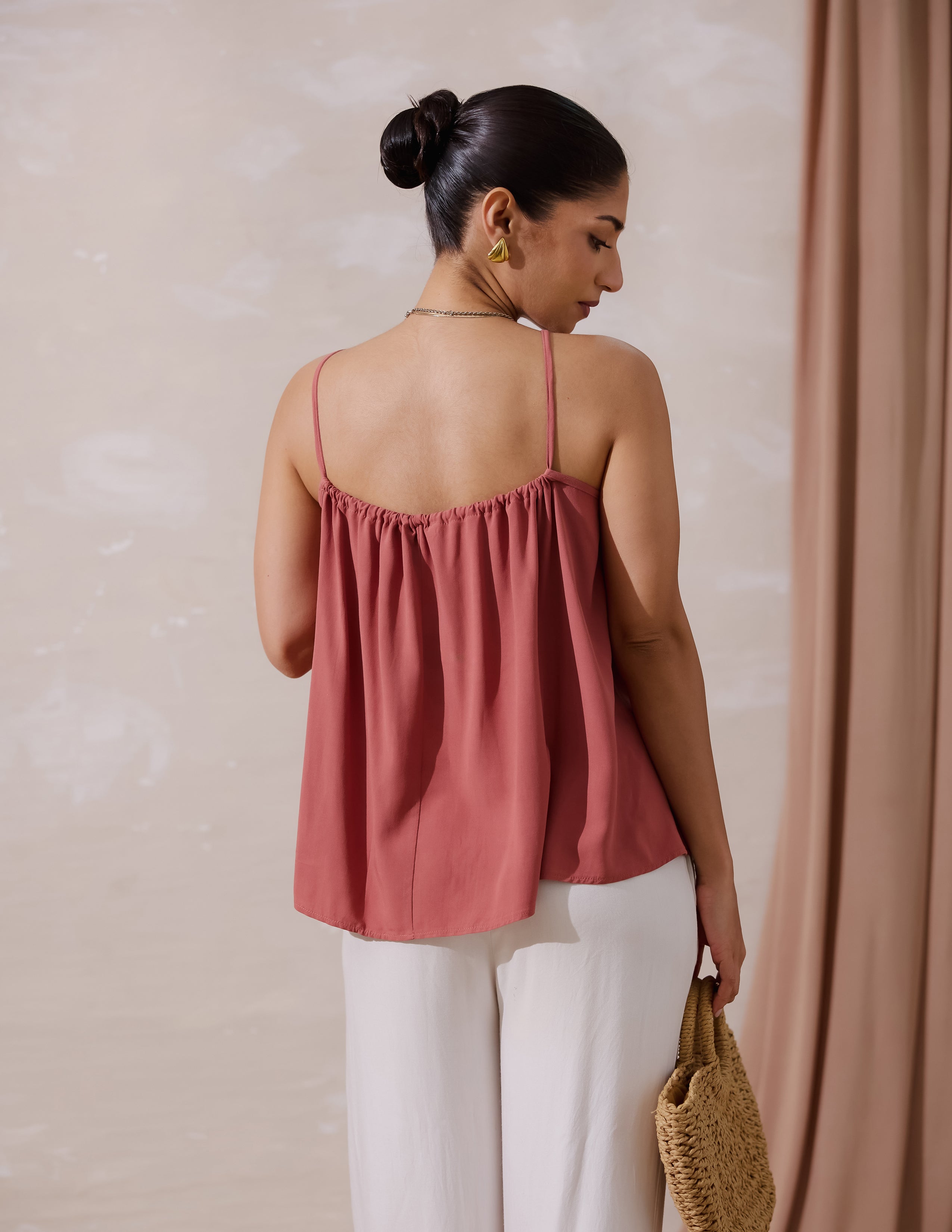 Front Tie Up Detailed Loose Fit Top