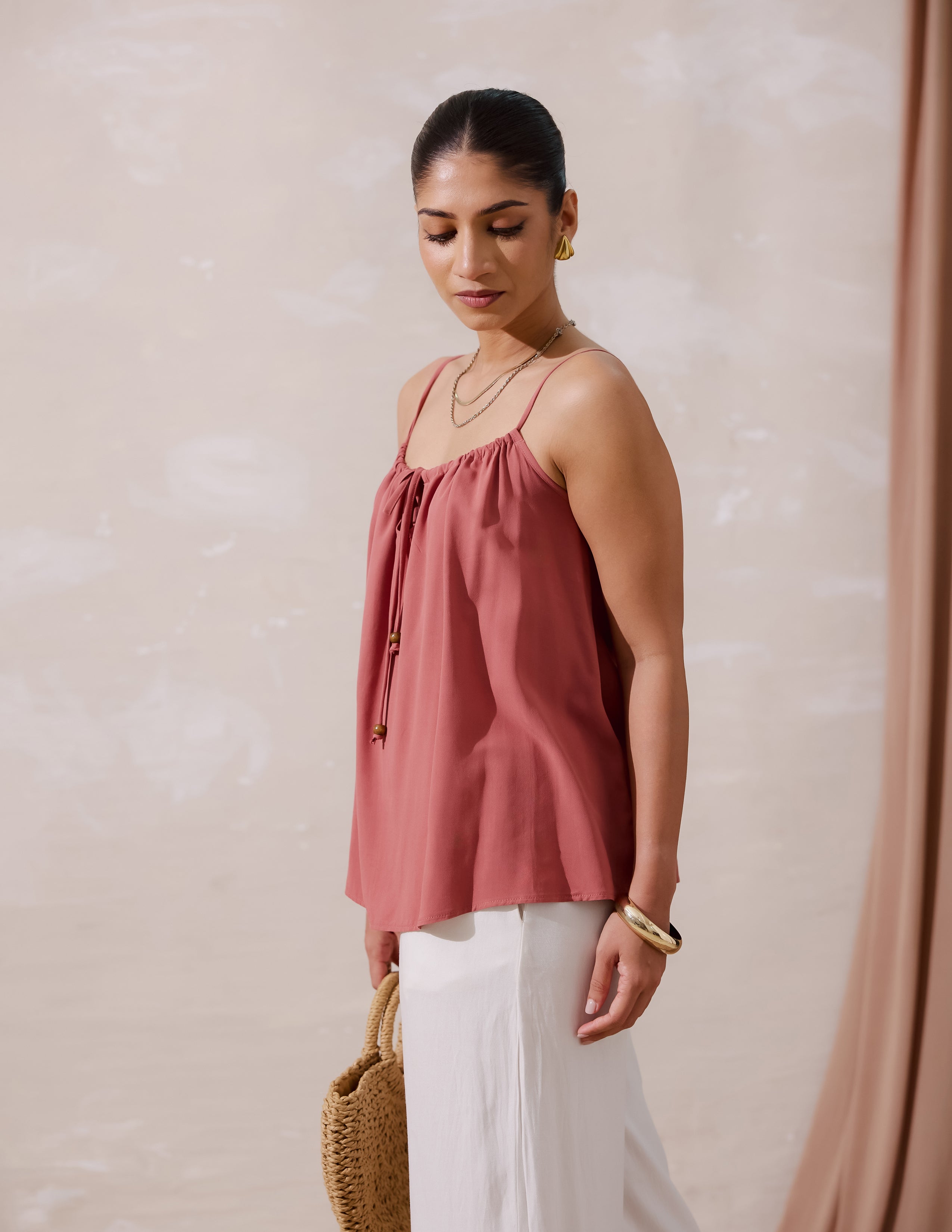 Front Tie Up Detailed Loose Fit Top