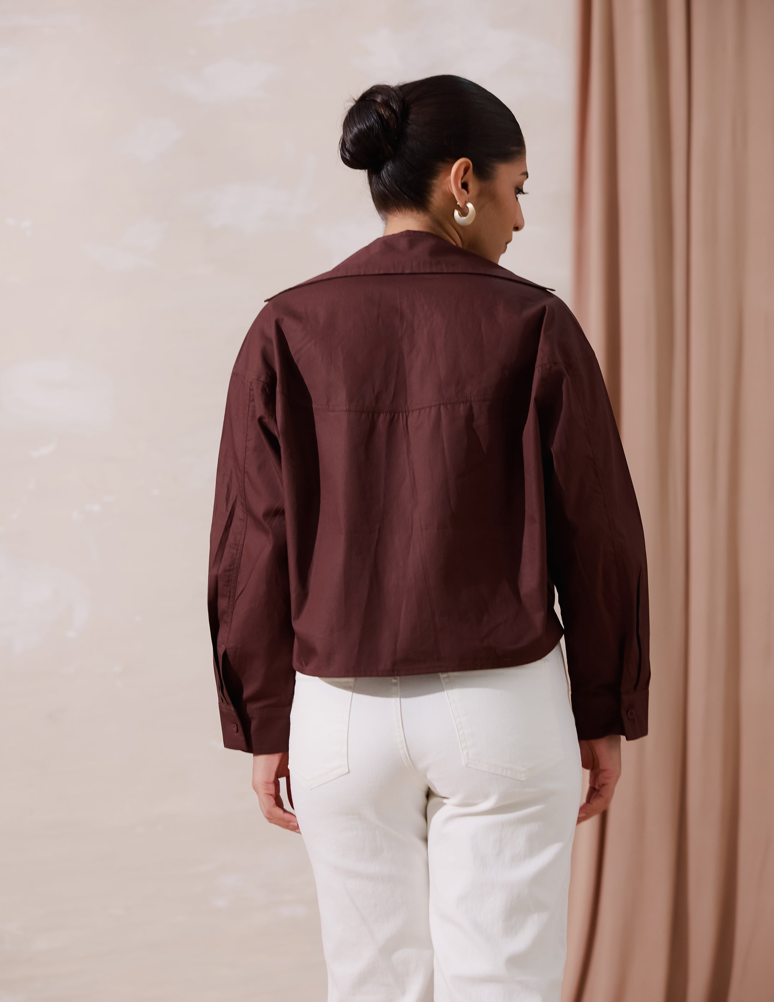 Buton Down Long Sleeved Crop Top