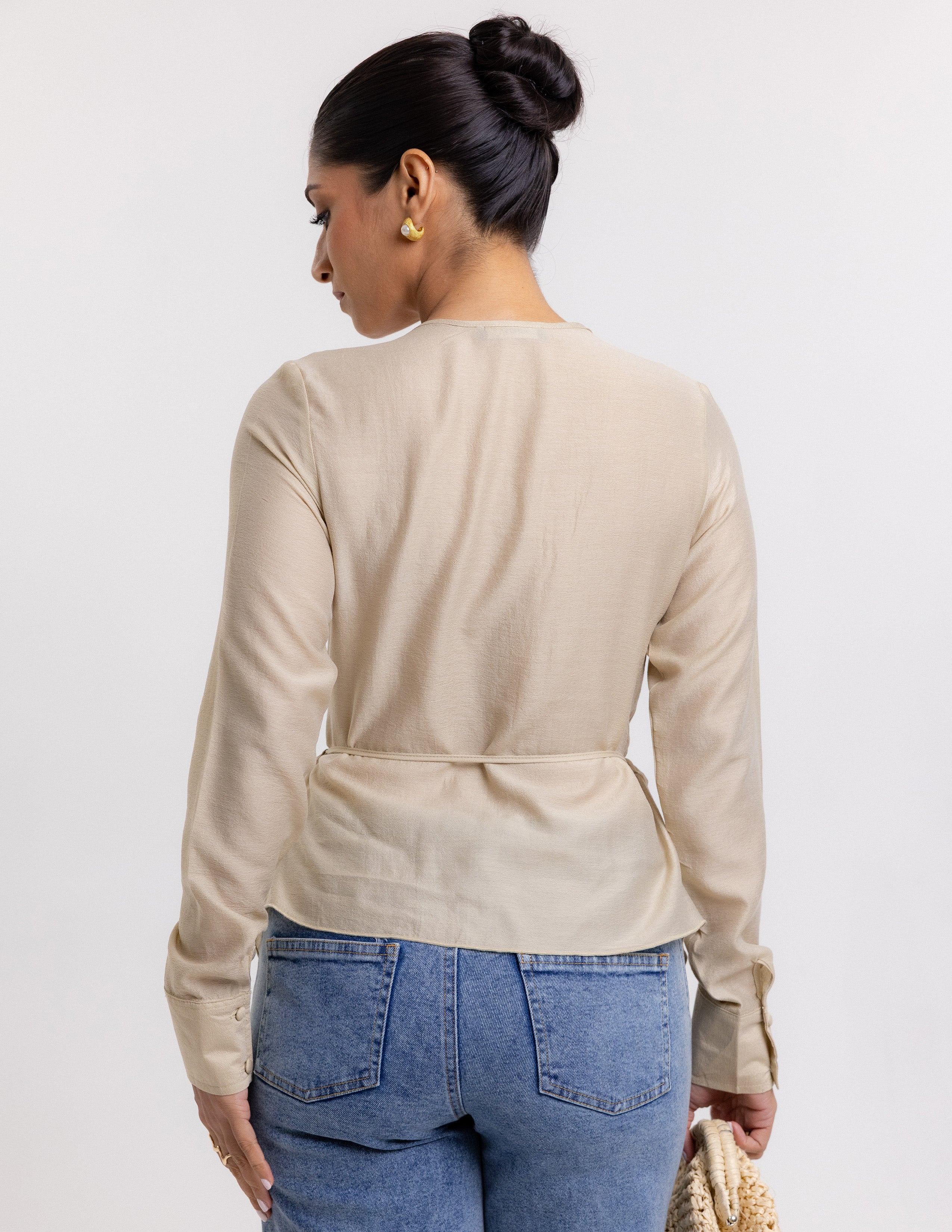 Long Sleeve Front Tie Up Top
