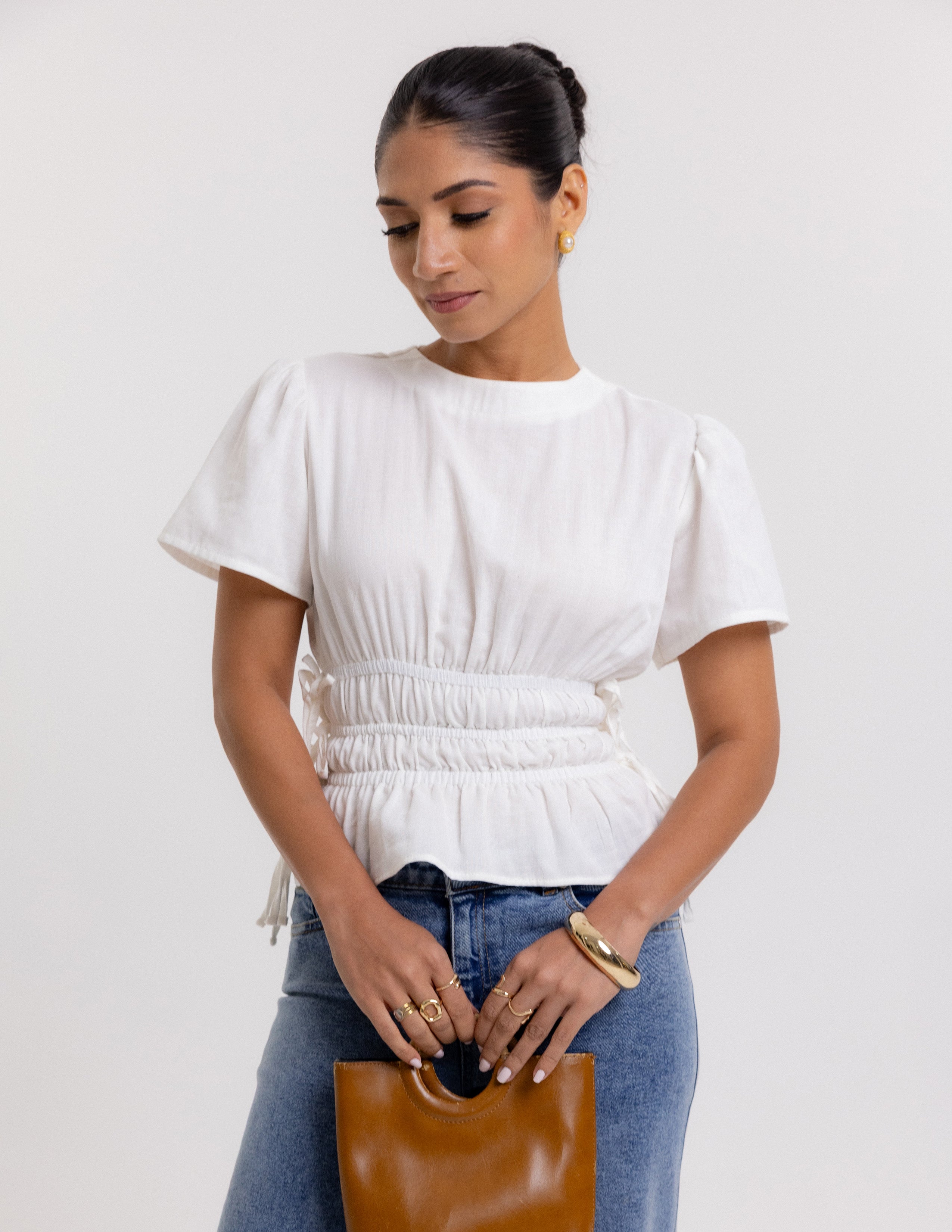 High Neck Elasticated Top