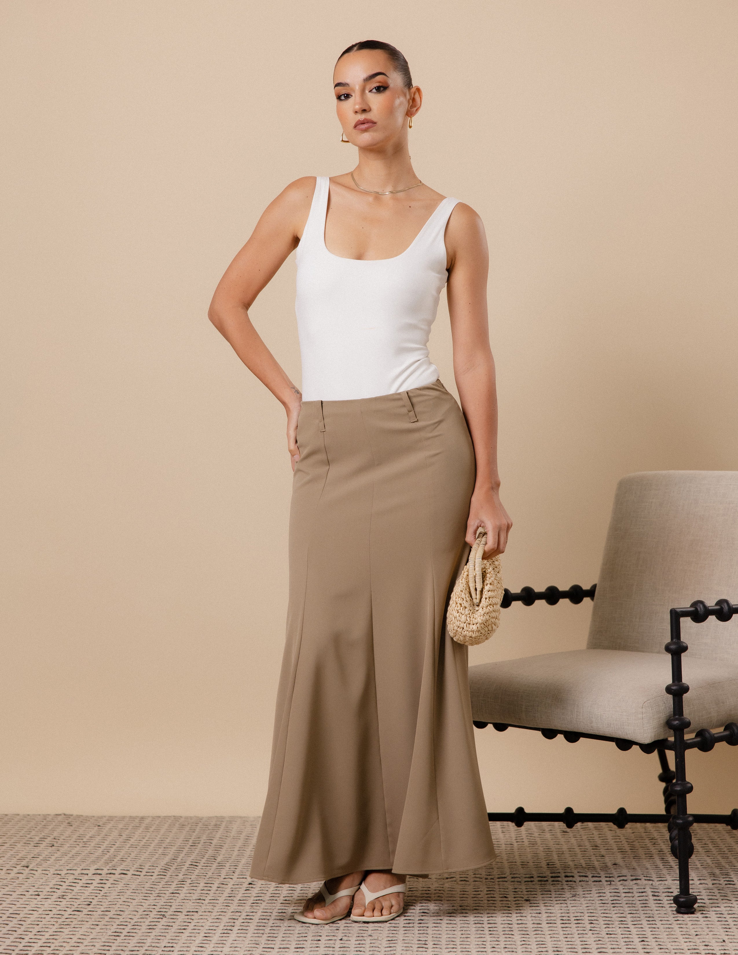Panel Detail Flared Skirt