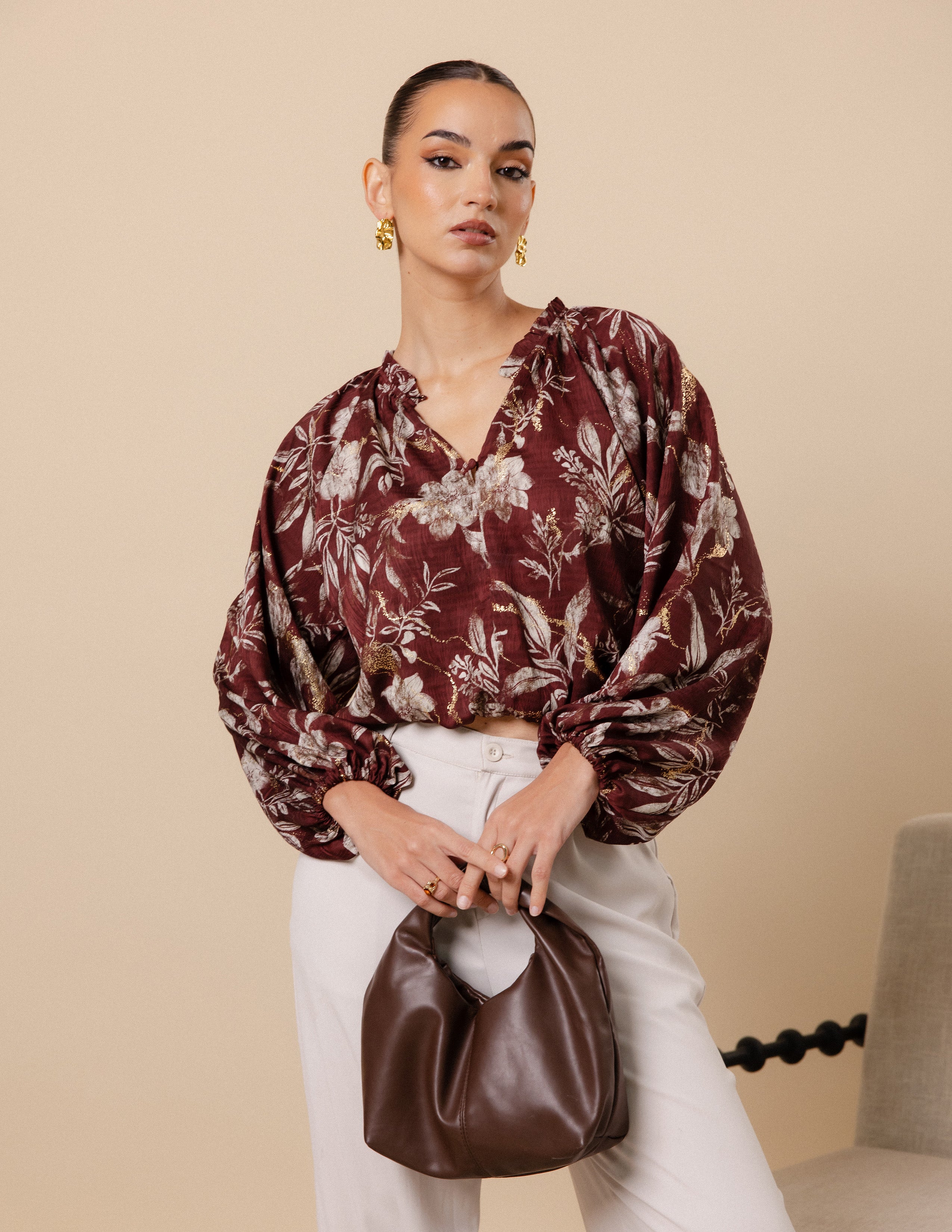 Waist Elasticated Long Sleeve Top