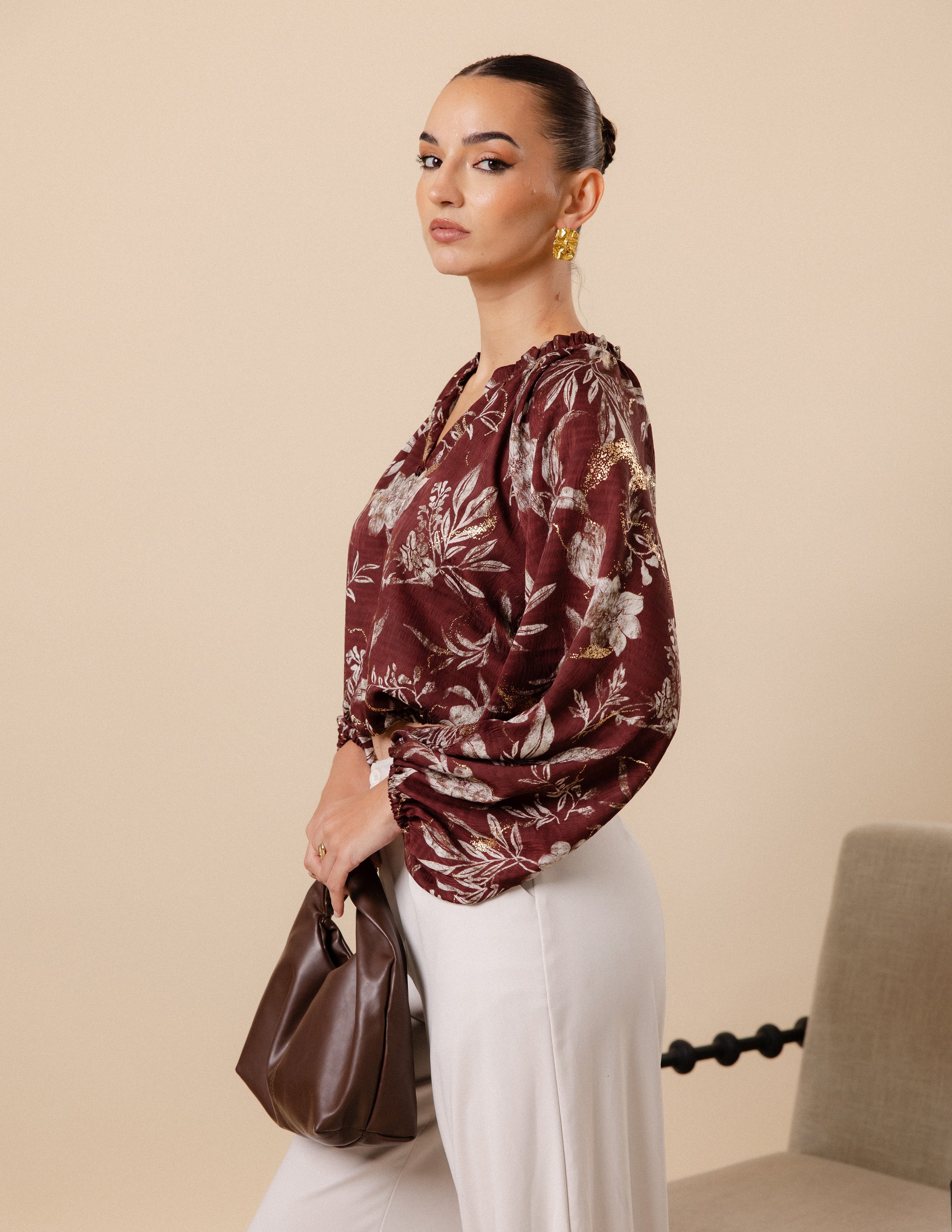 Waist Elasticated Long Sleeve Top