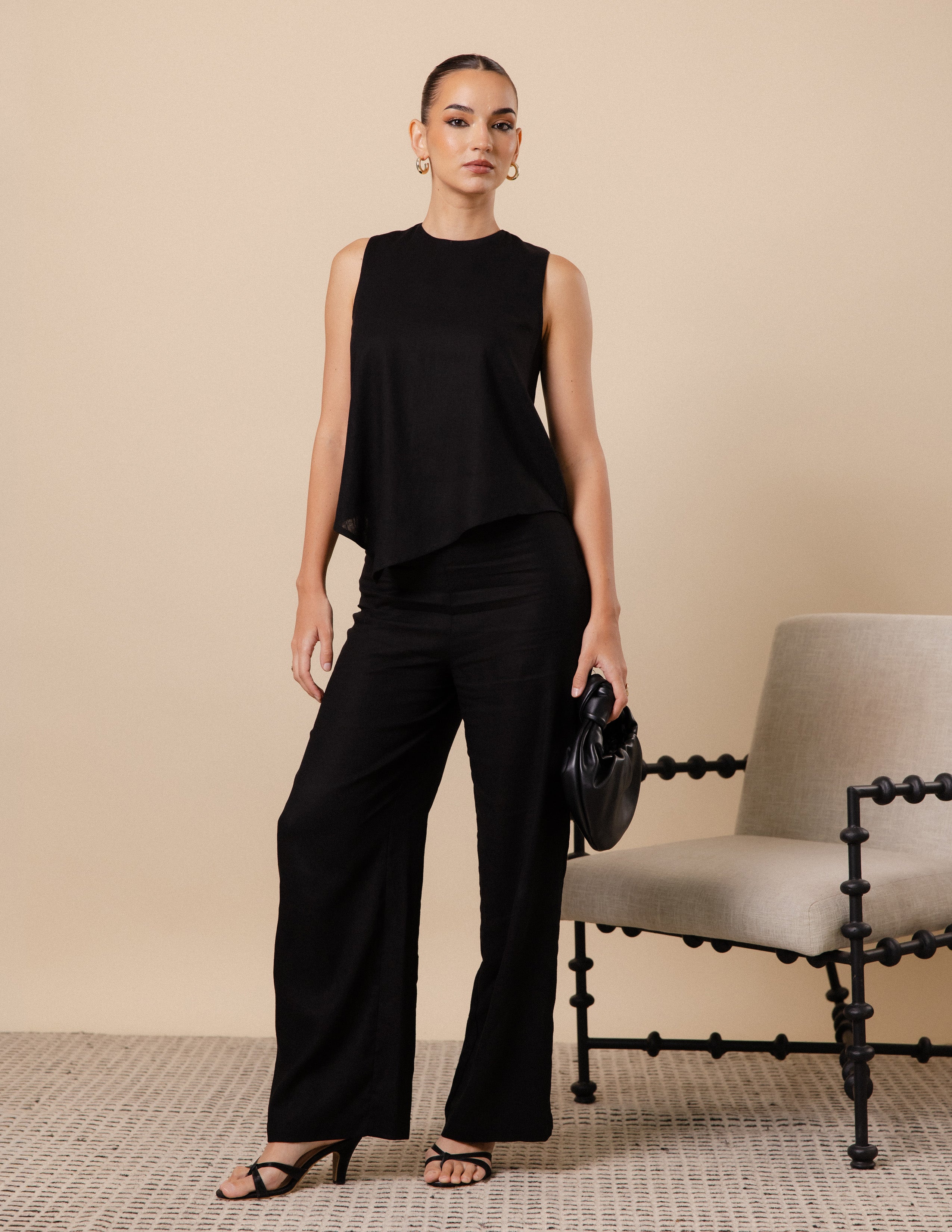 Side Zip High Waist Wide Leg Pant