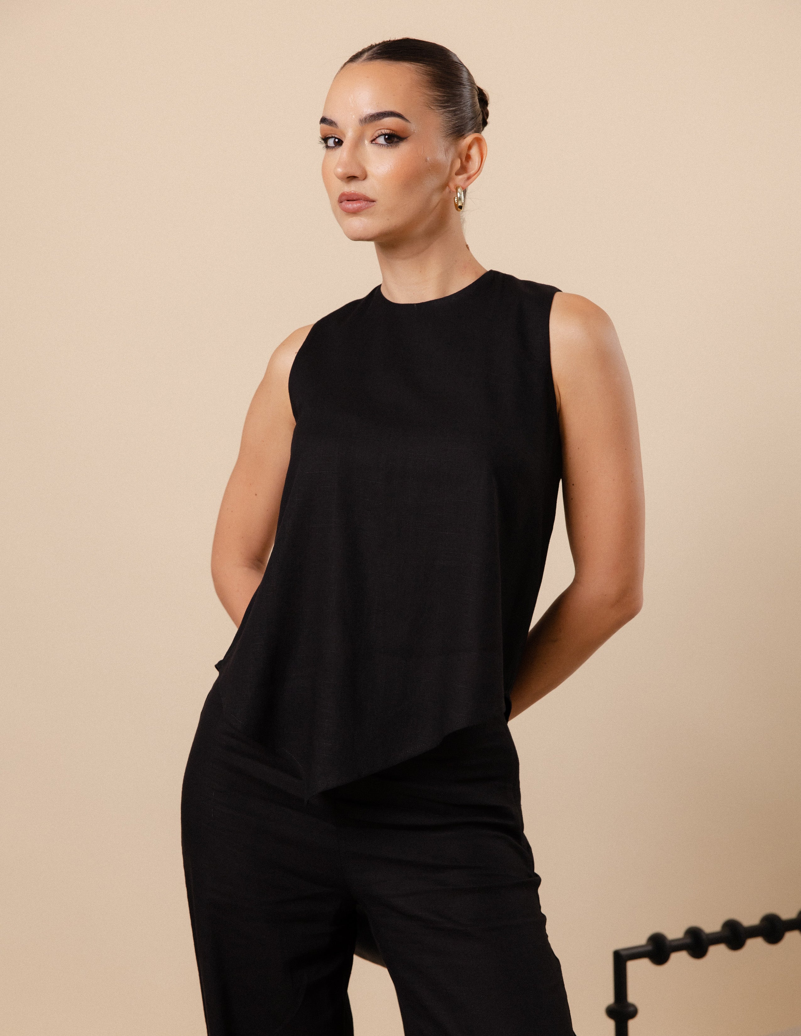 High Neck Asymetric Hem Top