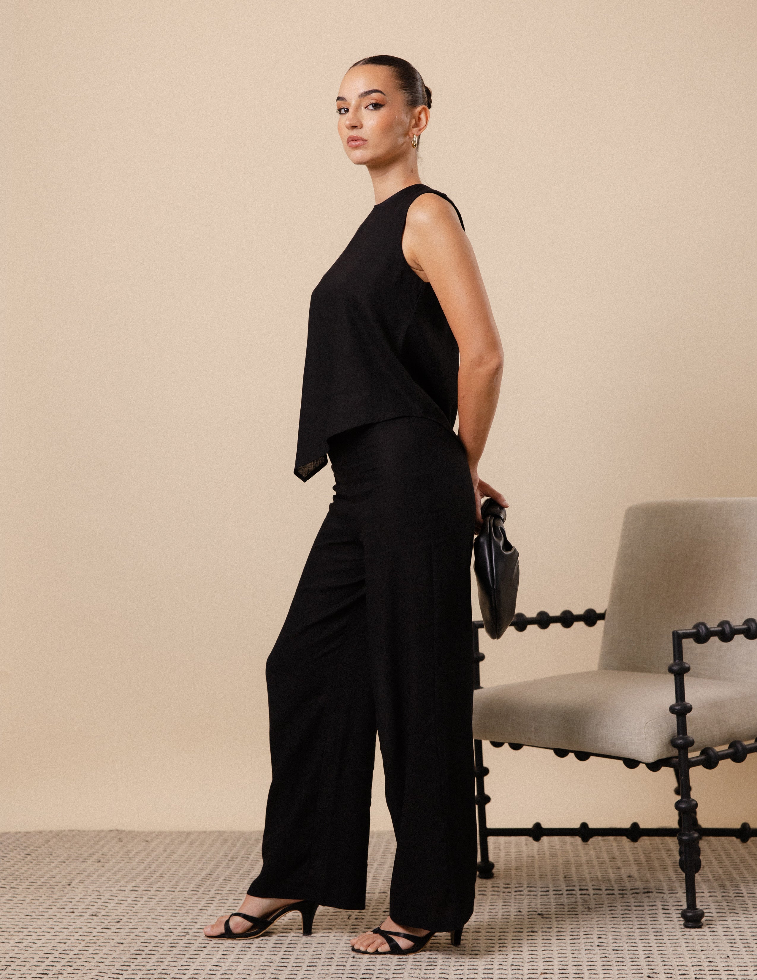 Side Zip High Waist Wide Leg Pant