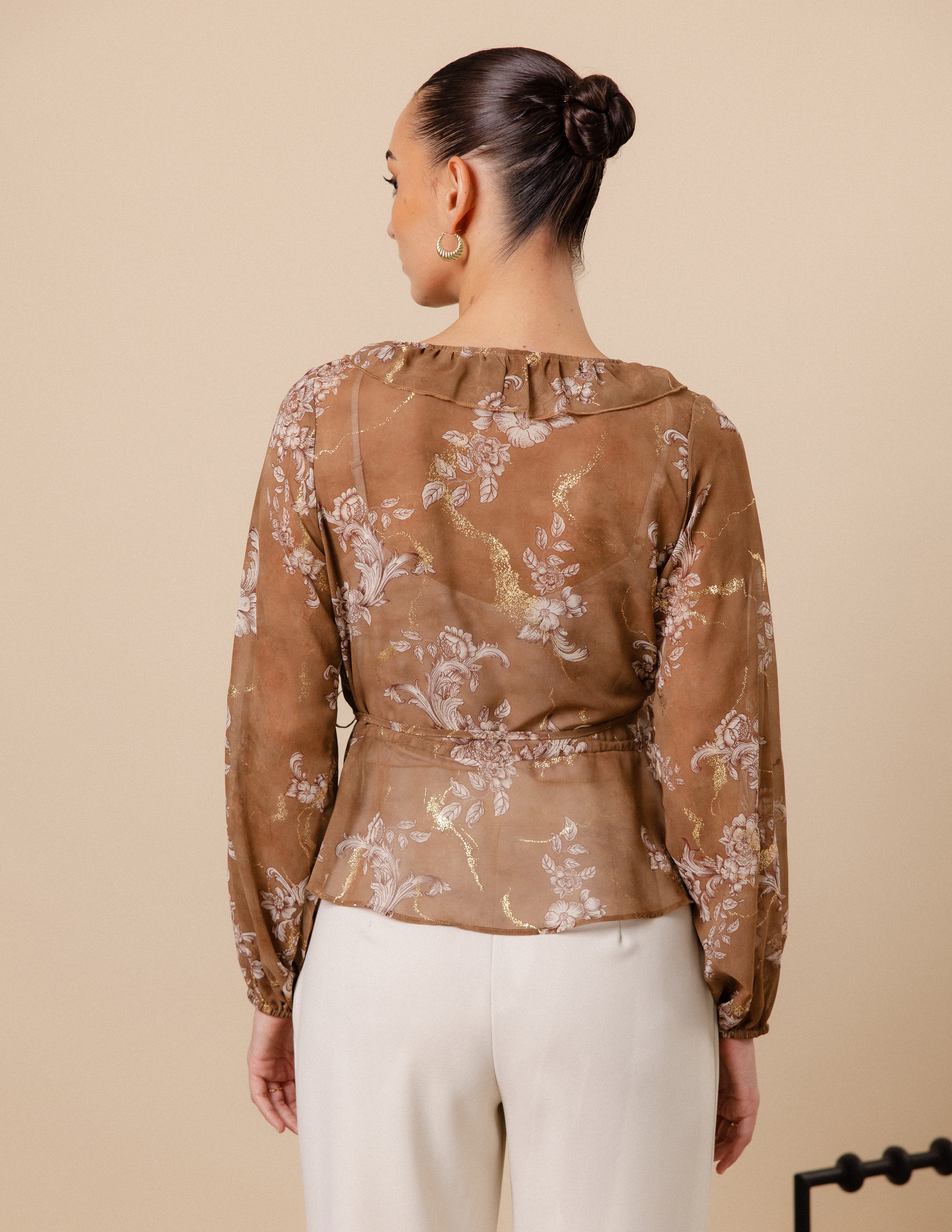 Balloon Sleeve Wrap Top