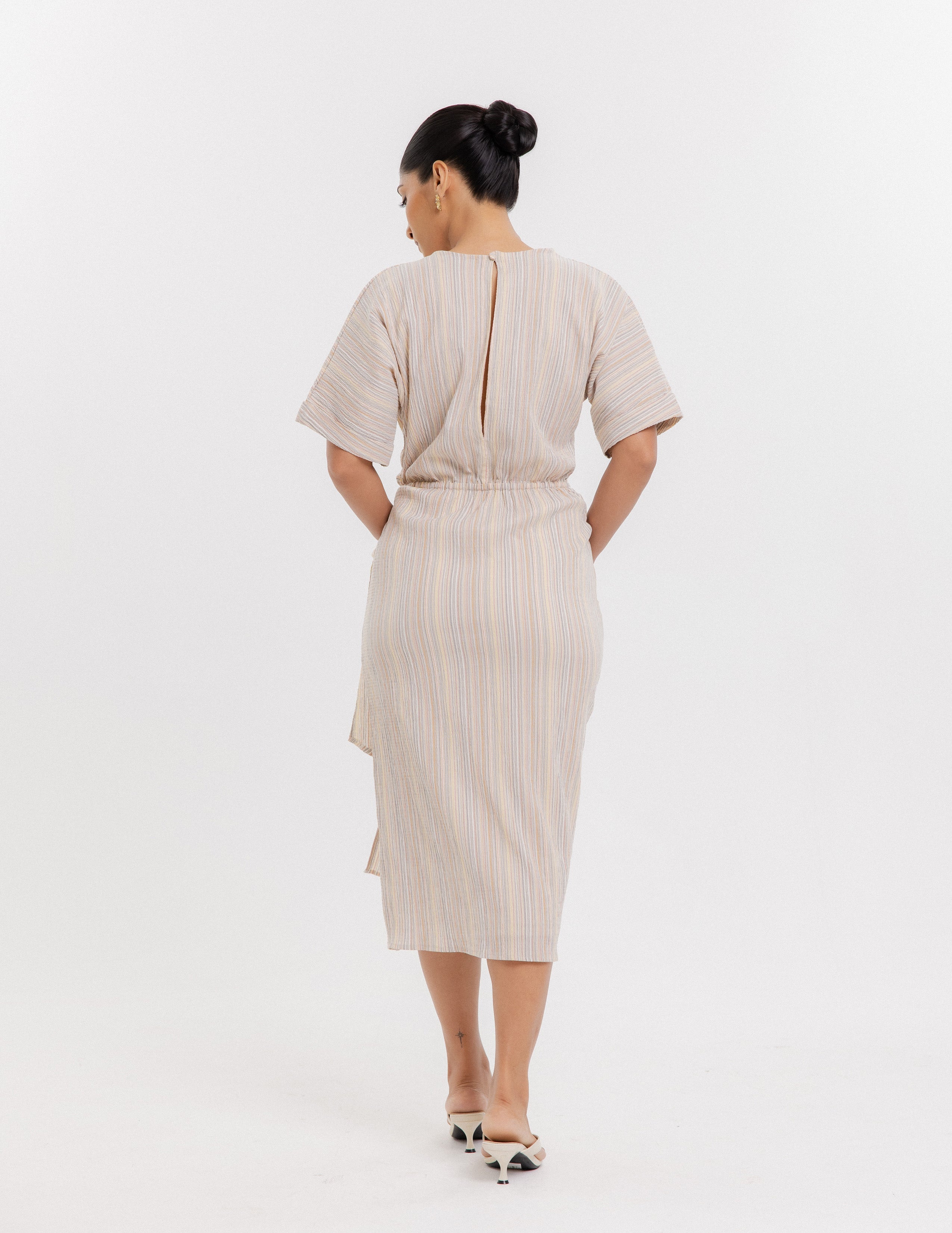 Mock Wrap Midi Dress