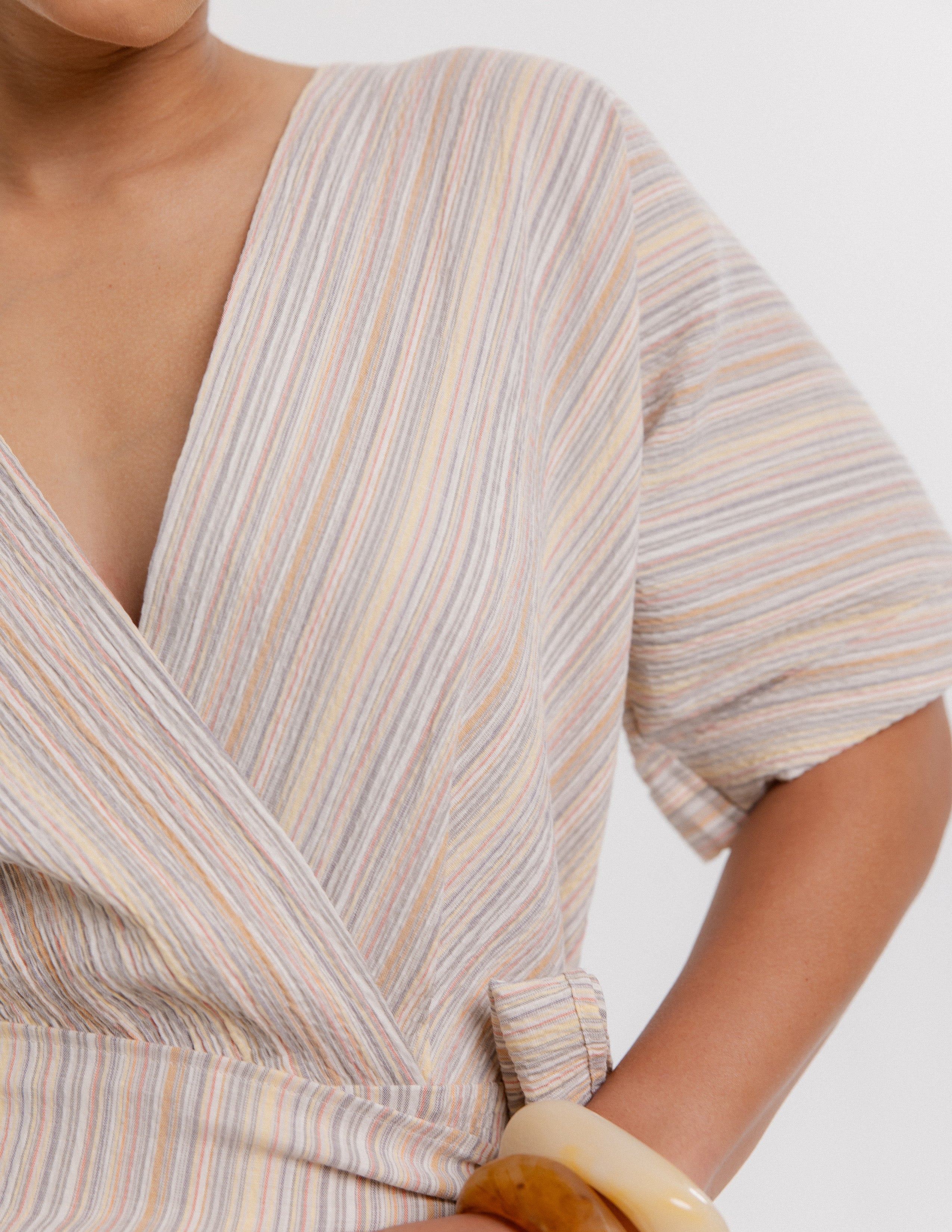 Mock Wrap Midi Dress