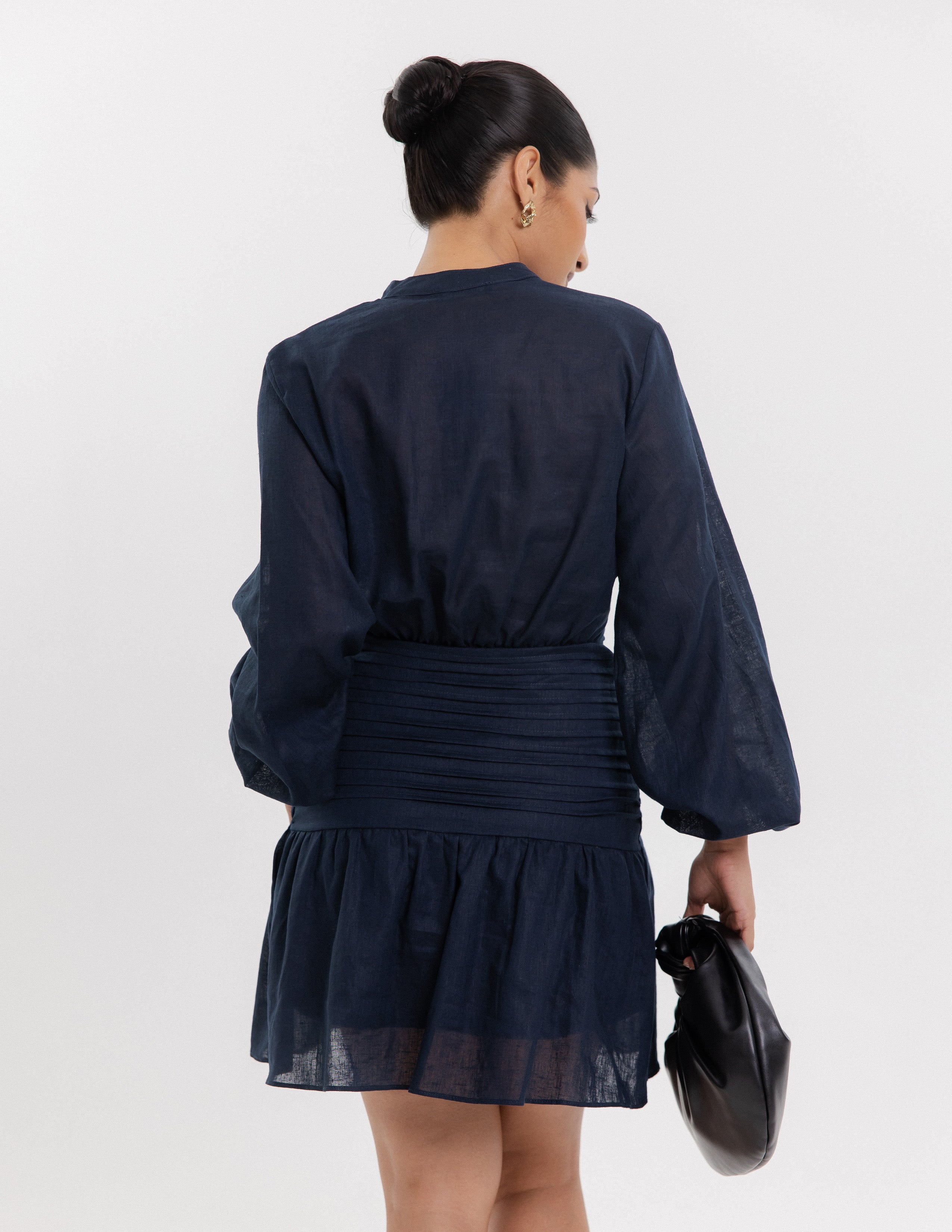 Pintuck Detail Mini Dress