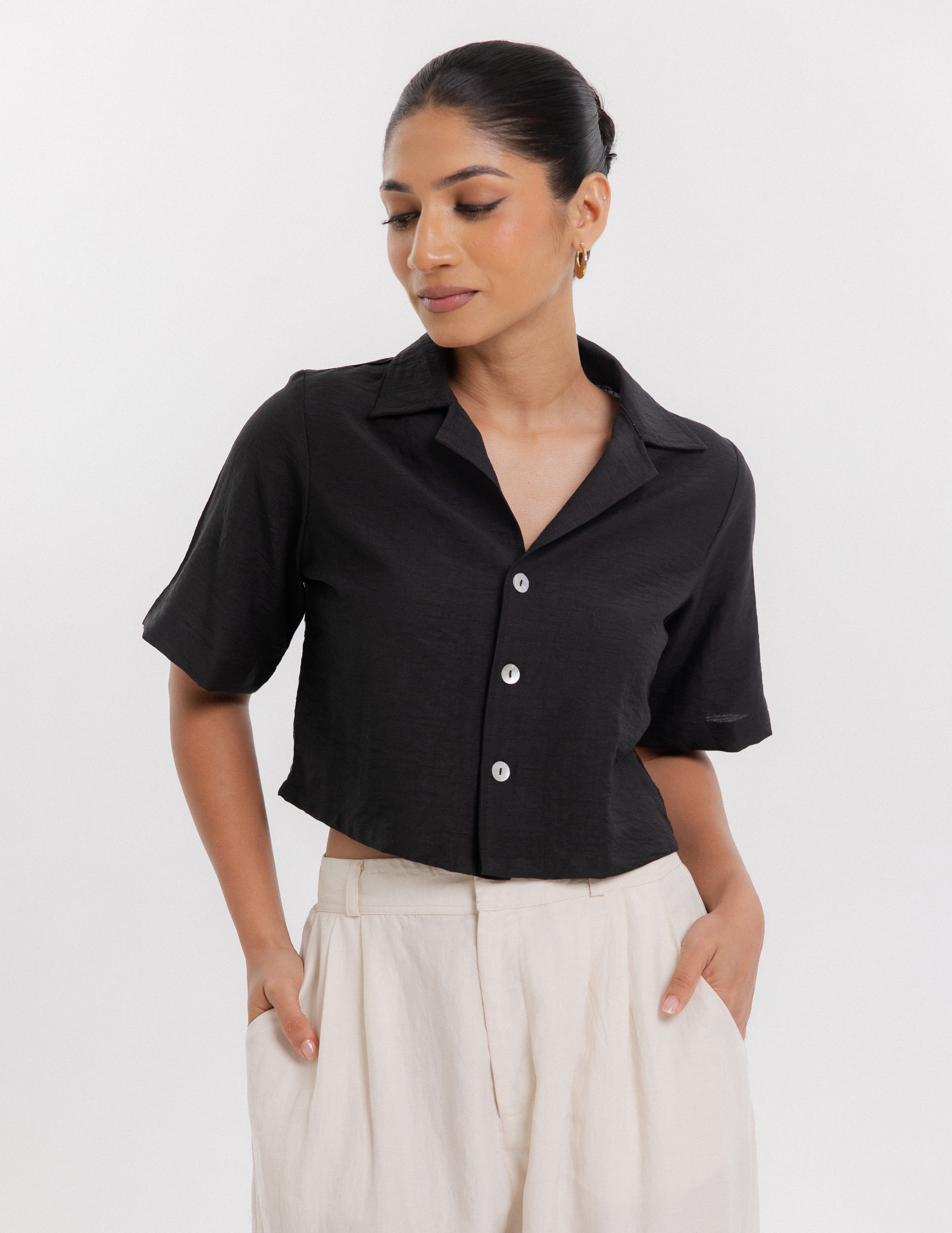 Button Down Crop Top
