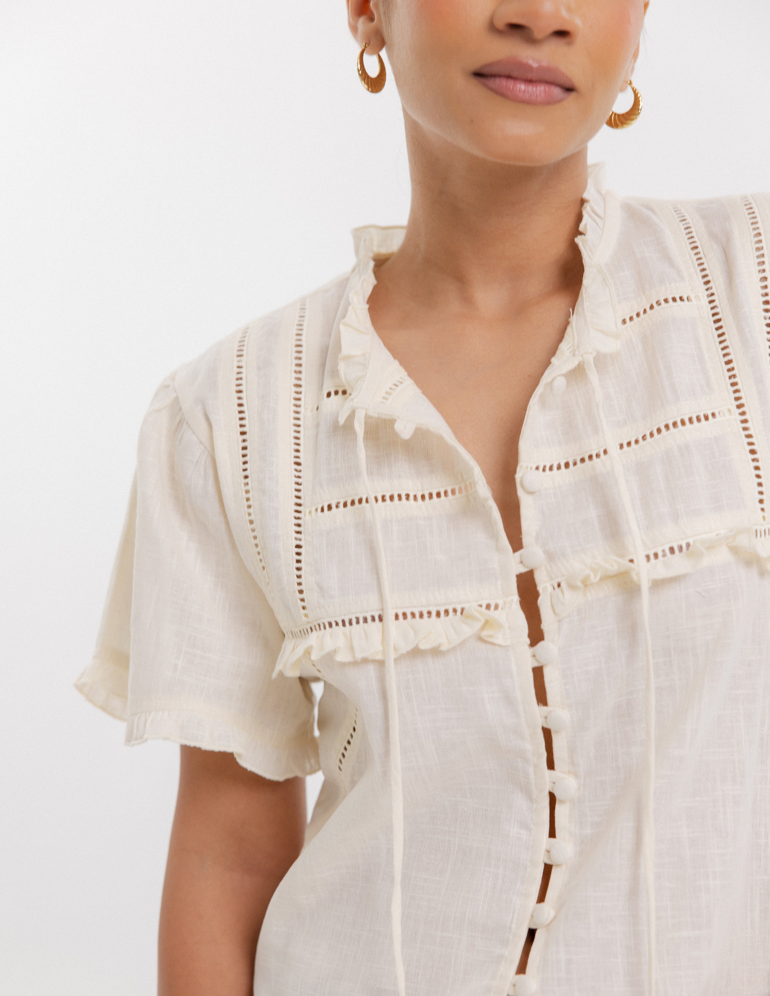 Lace Detail Button Down Top