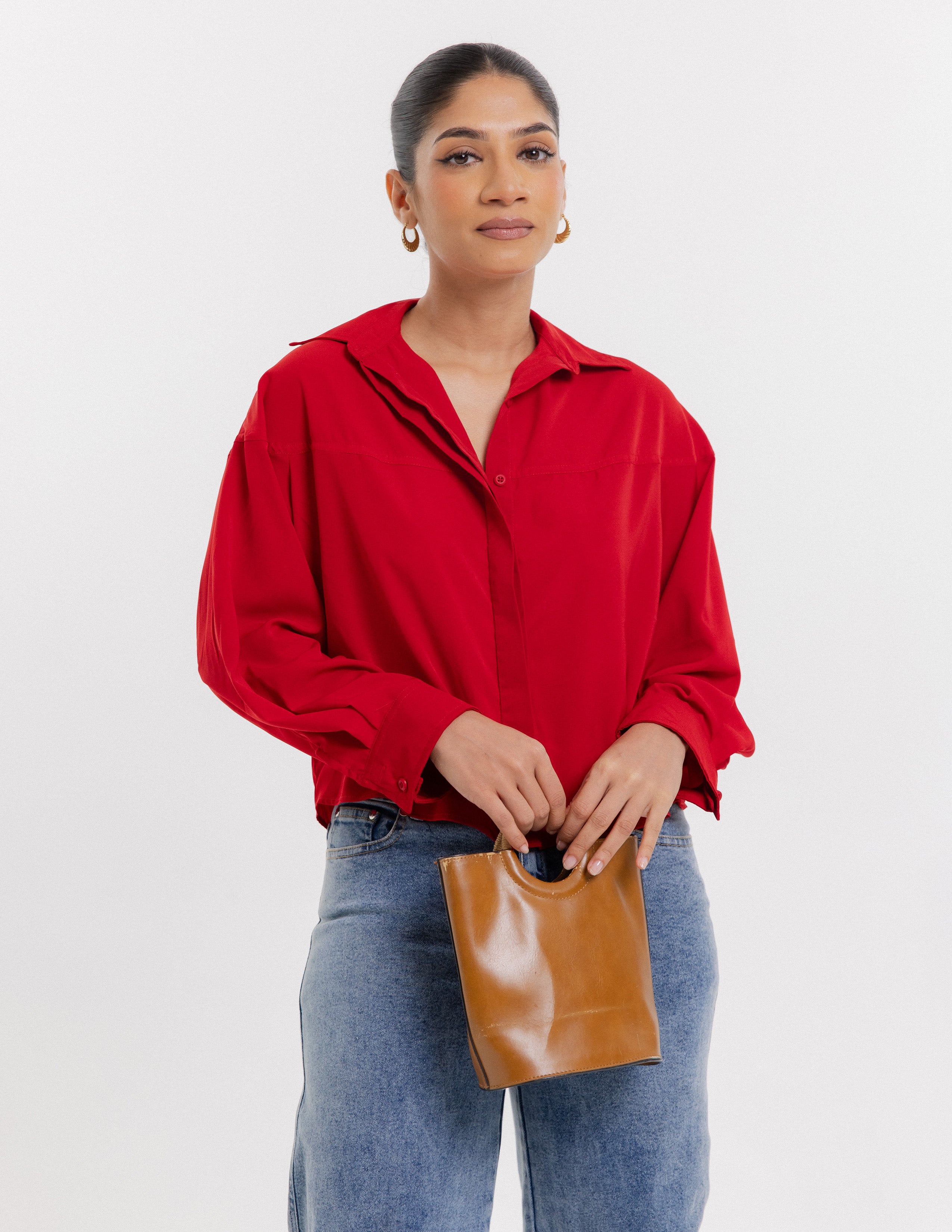 Button Down Crop Shirt