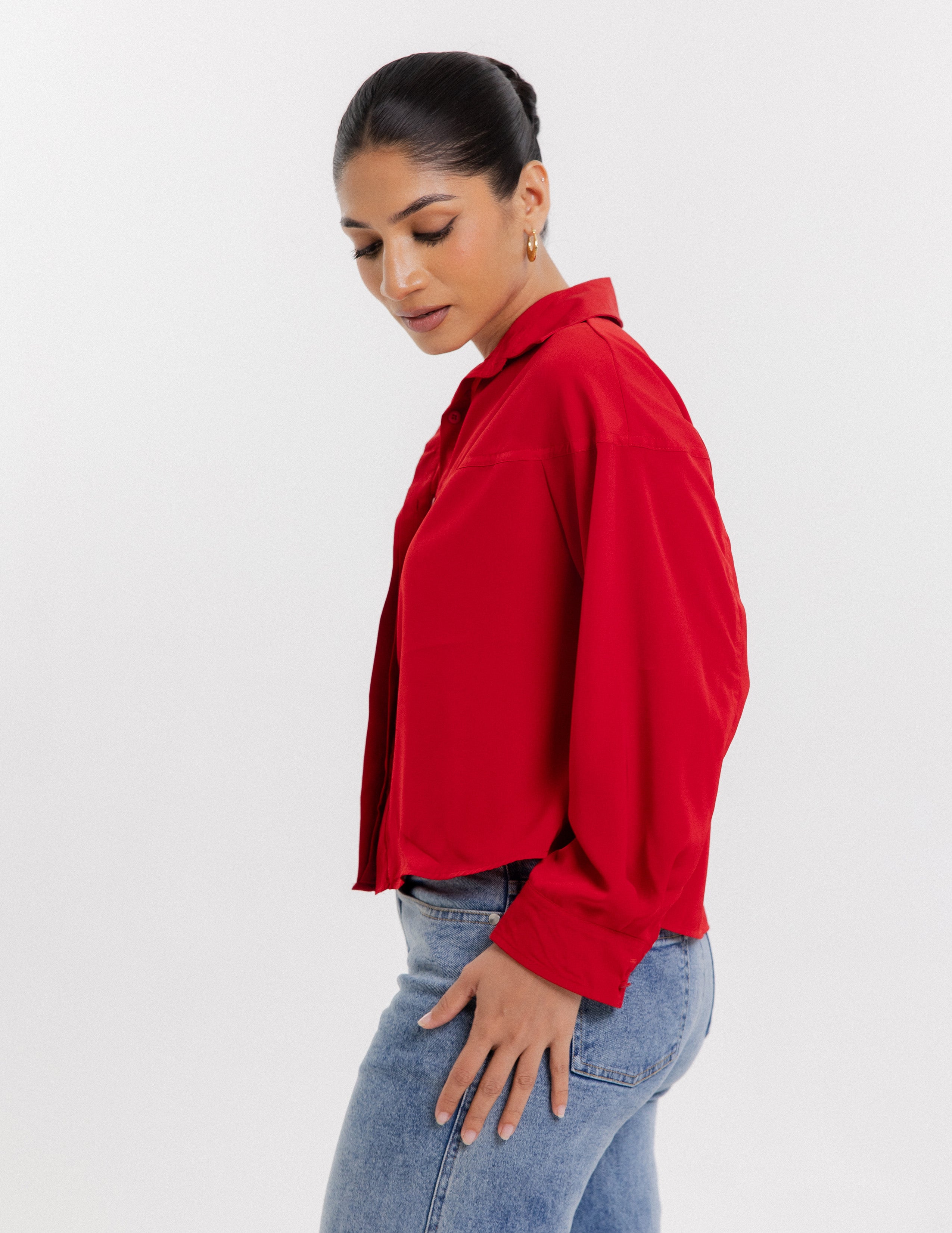 Button Down Crop Shirt