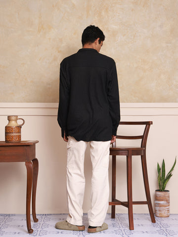 Oversize long sleeve rib detailed shirt