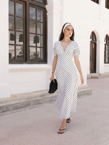 Bustier Detailed Puff Sleeve Maxi Dress
