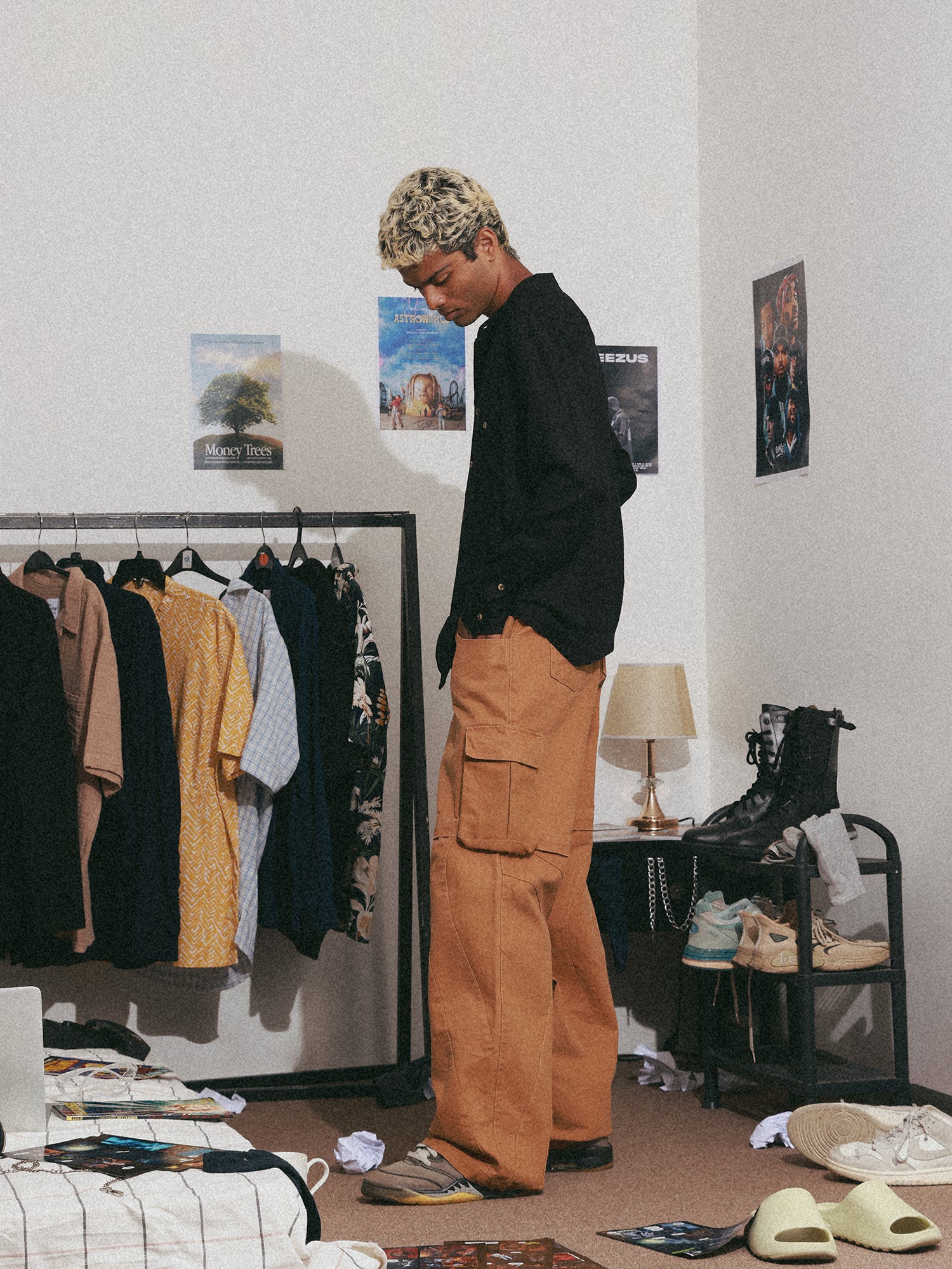 Seam detail oversize rayon shirt