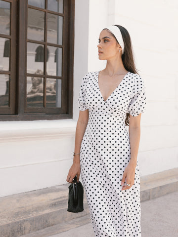 Bustier Detailed Puff Sleeve Maxi Dress
