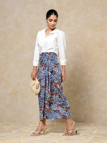 Printed Midi Wrap Skirt