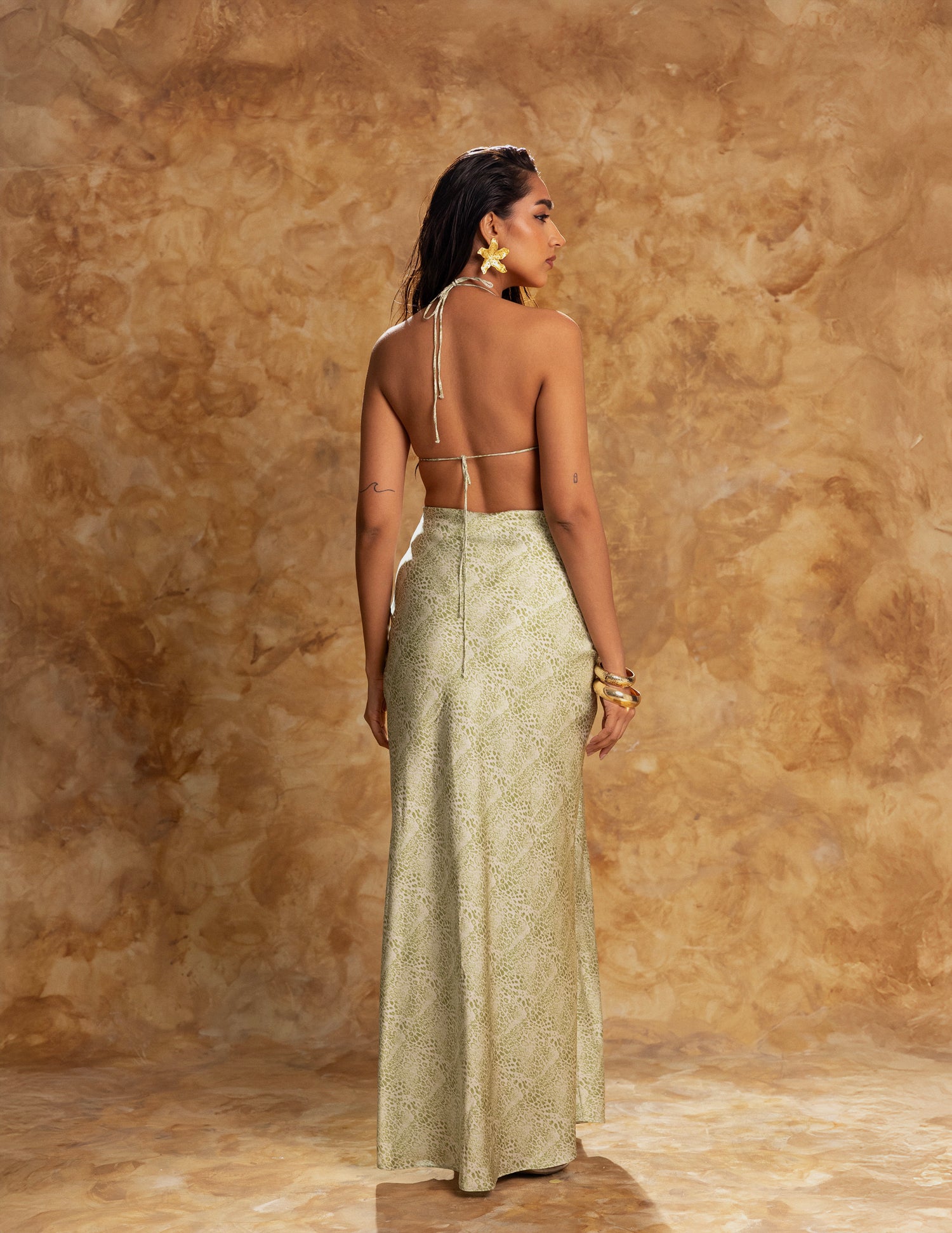 Printed Bias Maxi Skirt