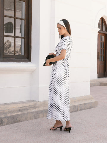 Bustier Detailed Puff Sleeve Maxi Dress