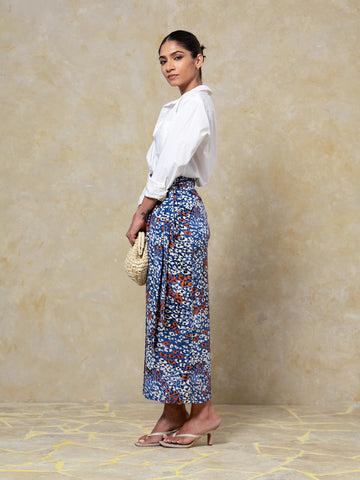 Printed Midi Wrap Skirt