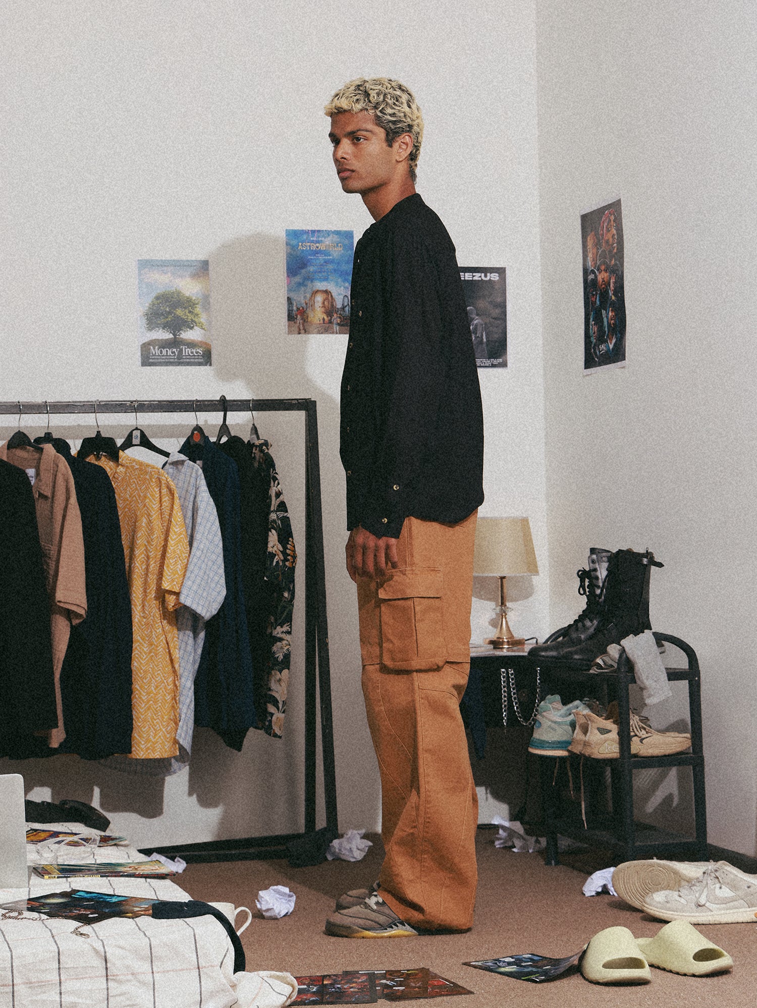 Seam detail oversize rayon shirt