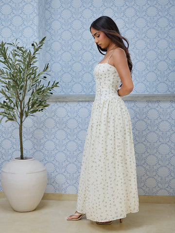 Ladder Lace Detailed Low Waist Maxi Dress