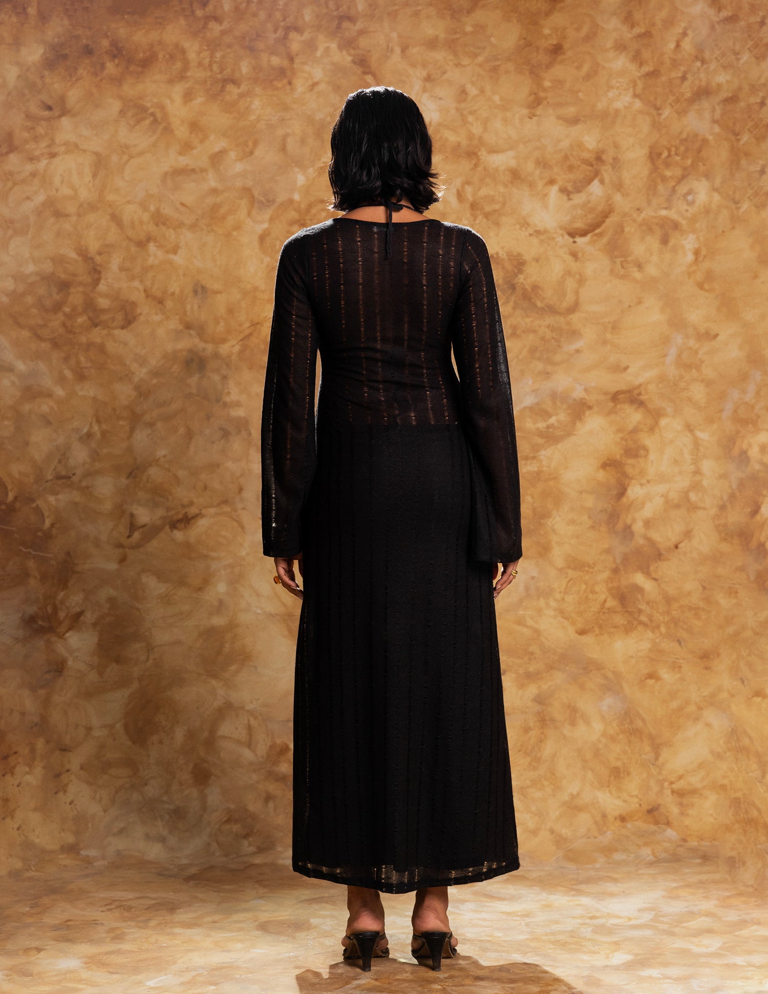 Bell Sleeved Cut Out Detailed Maxi Dress